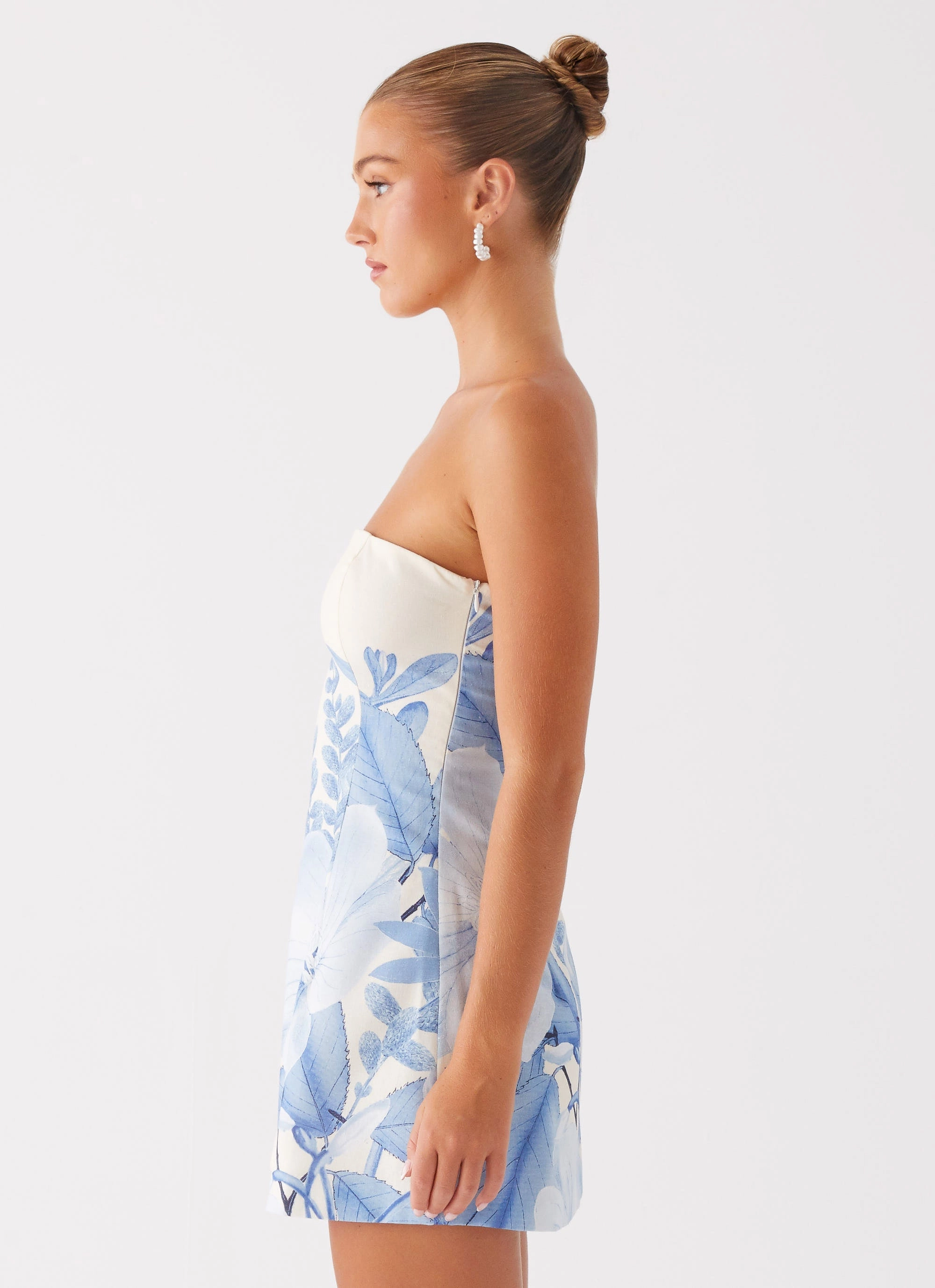 Denby Strapless Mini Dress - Blue Floral Print Everyday Piece Fashionable appearance