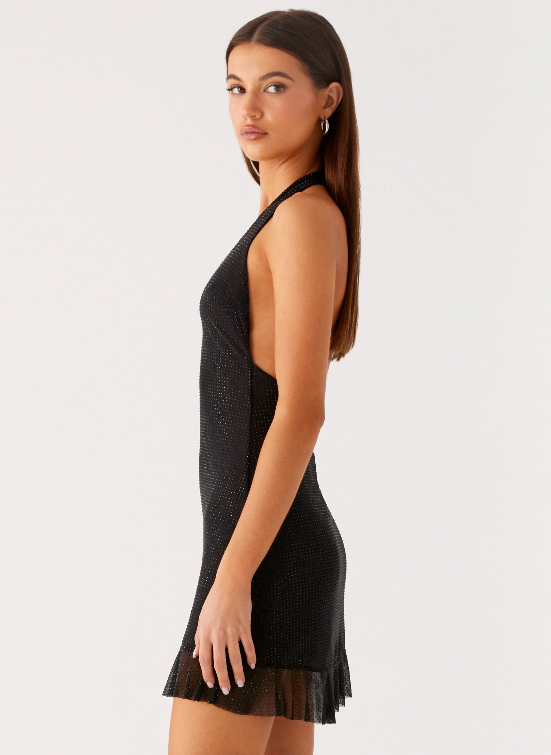 Relaxed Comfort Back Glow Odrella Sequin Mini Dress - Black