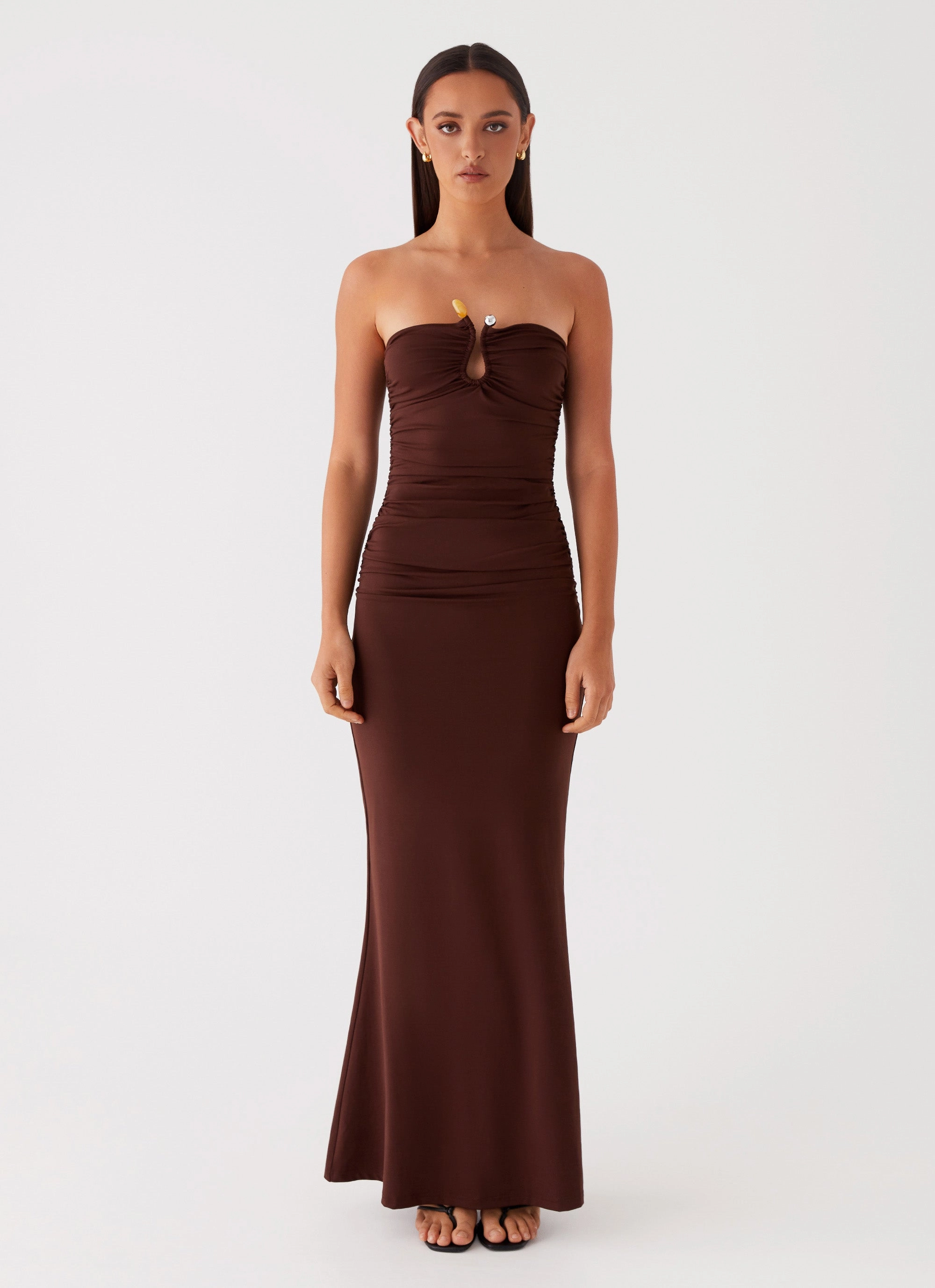Rudy Maxi Dress - Brown Sustainable-Lining Draped Layer