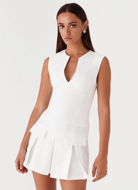 Cassia Mini Dress - White Magnetic-Closure