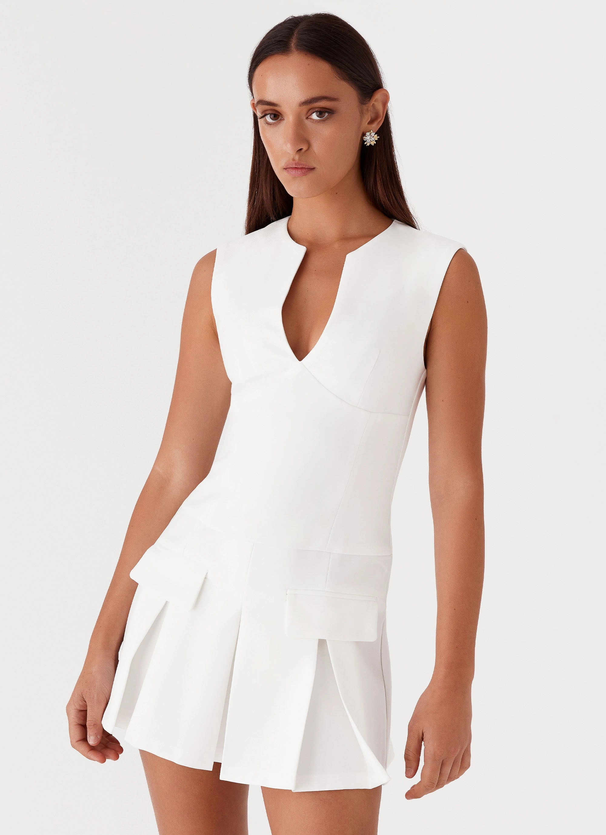 Cassia Mini Dress - White Lounge Style Minimalist-Style