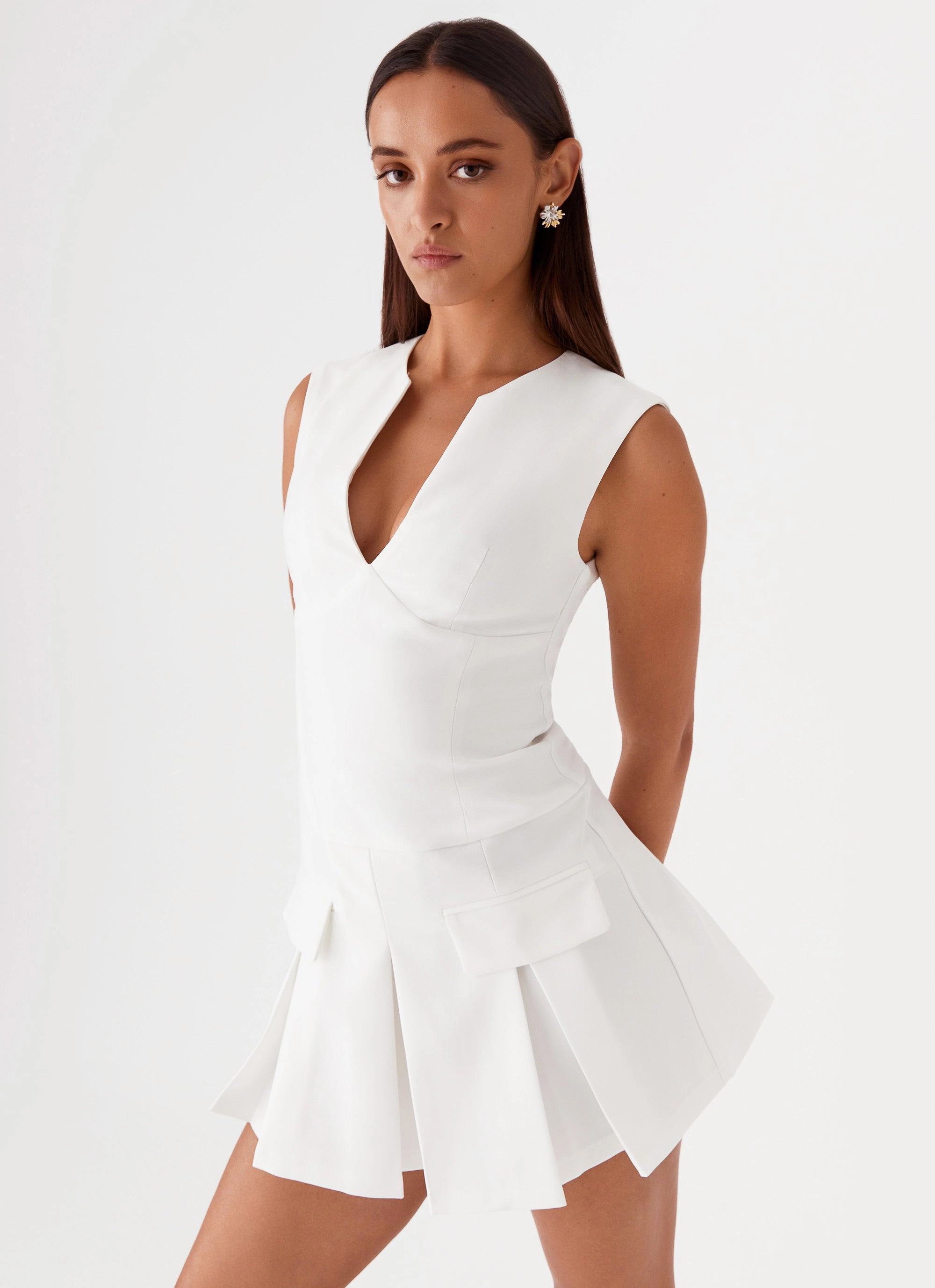 Cassia Mini Dress - White Polished Appearance Simple Shape