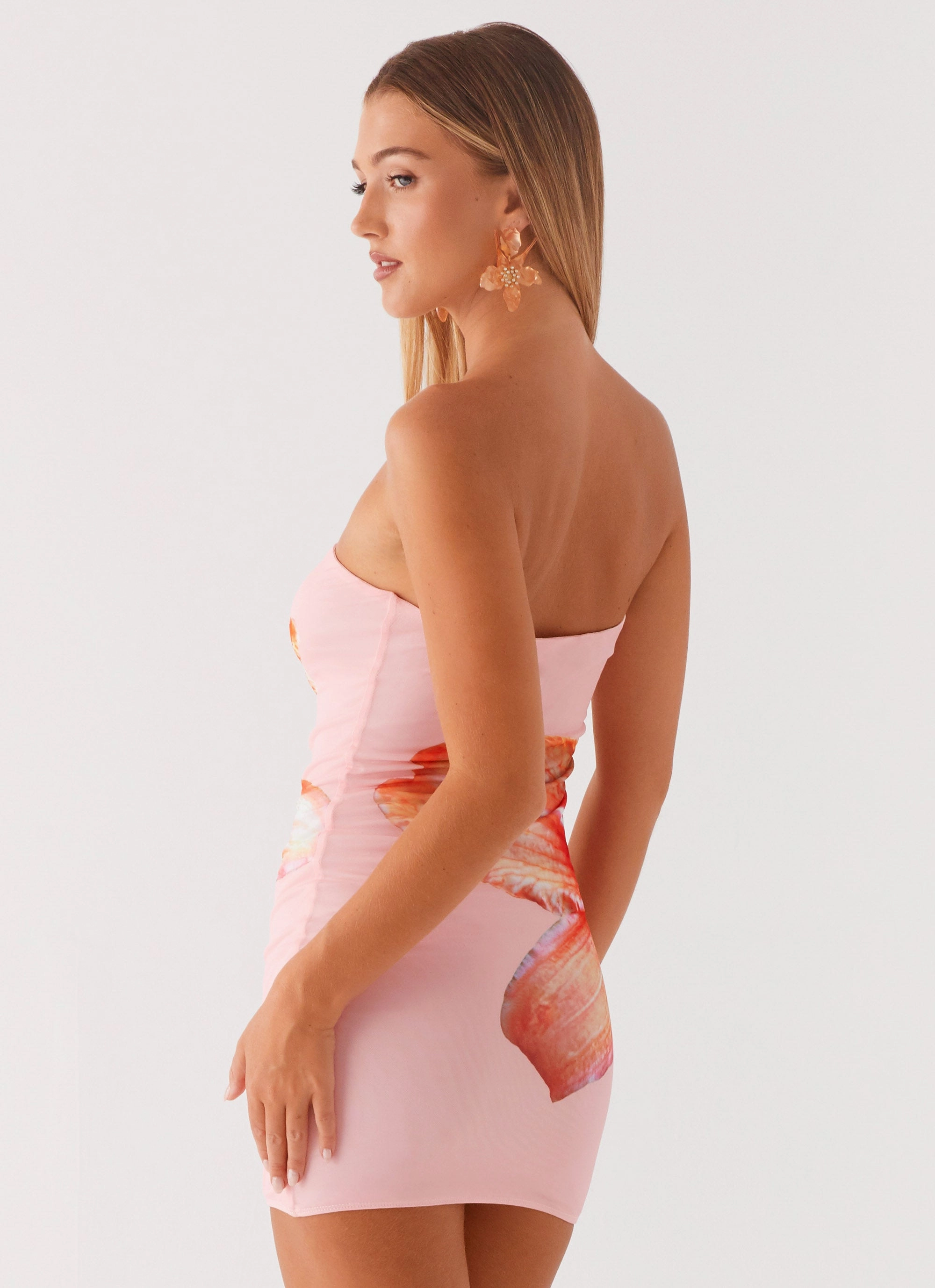 Full Bloom Mini Dress - Pink Minimalist Look Work Mood