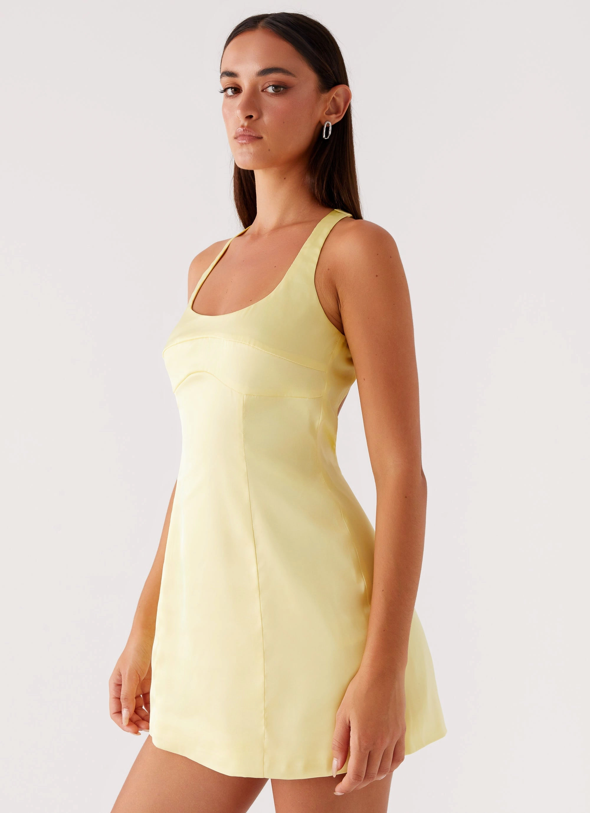 Freefall Satin Mini Dress - Yellow Urban Aesthetic