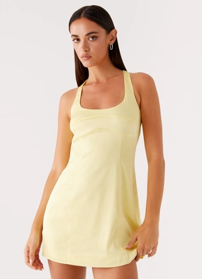Lightweight-Structure Trendy Fit Freefall Satin Mini Dress - Yellow