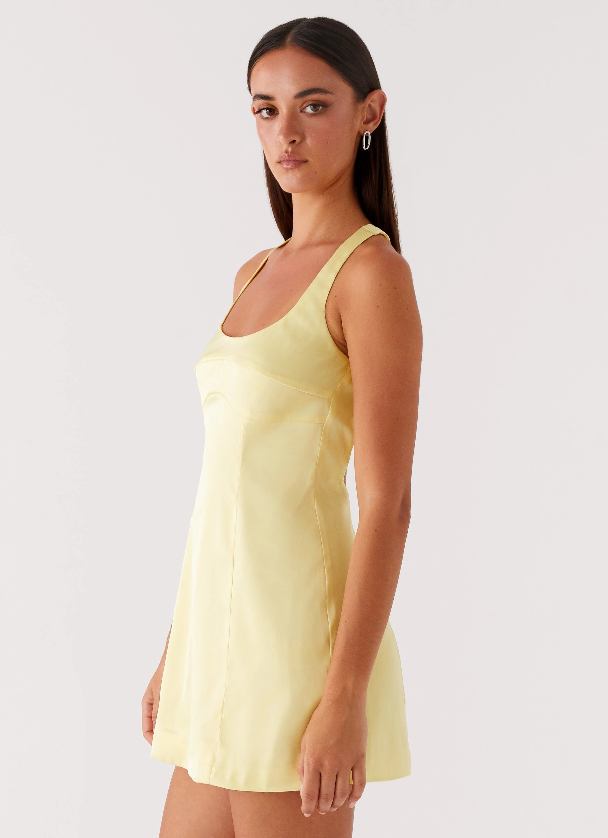 Freefall Satin Mini Dress - Yellow Pure Fit