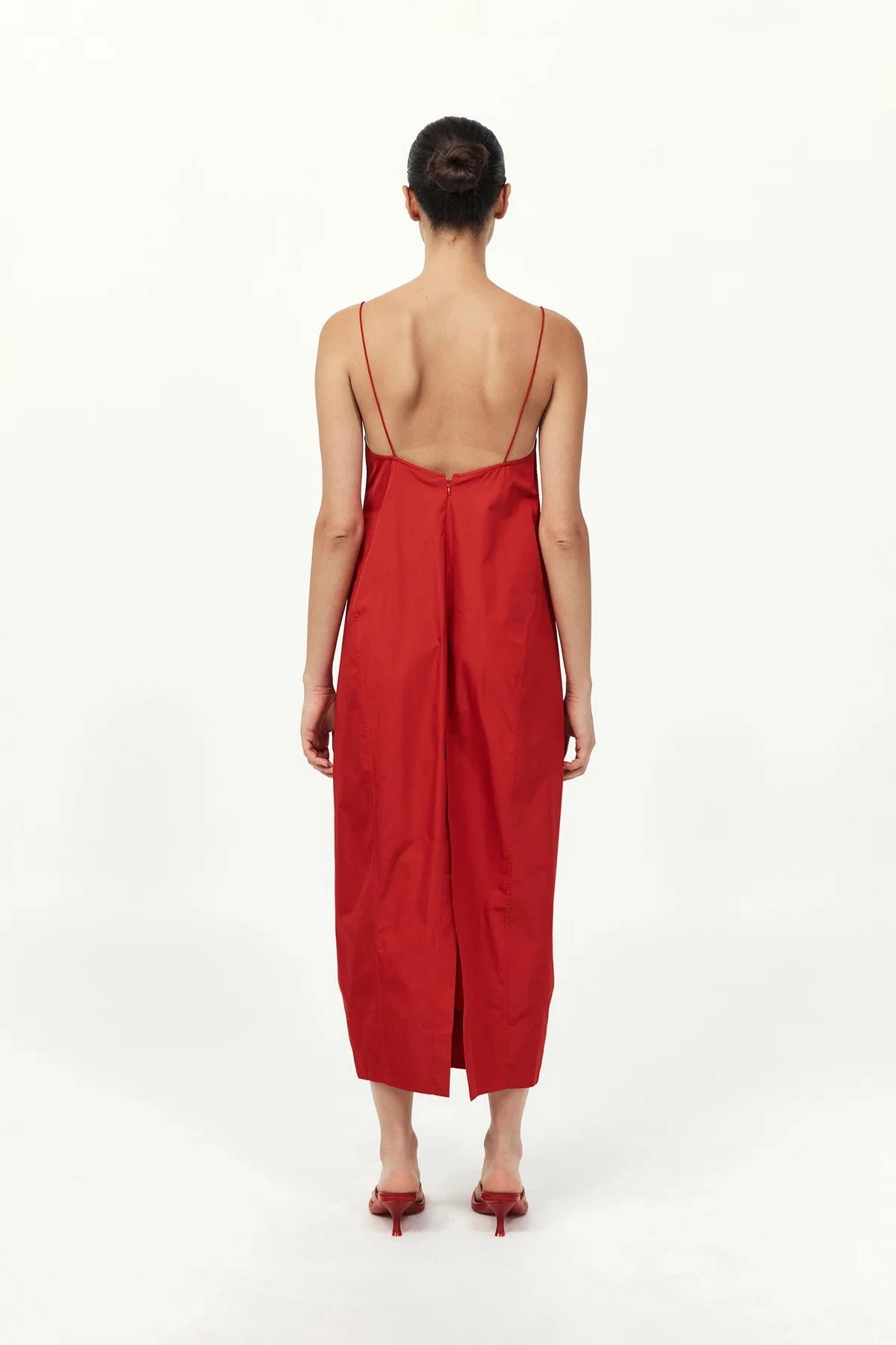Climate-Adaptive Paper Taffeta Cocoon Dress in Red