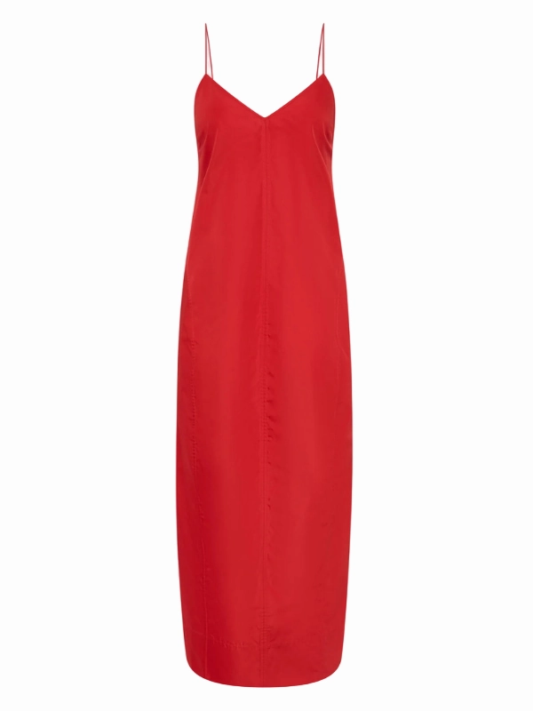 Casual day-to-night piece Classic structured dress Paper Taffeta Cocoon Dress in Red