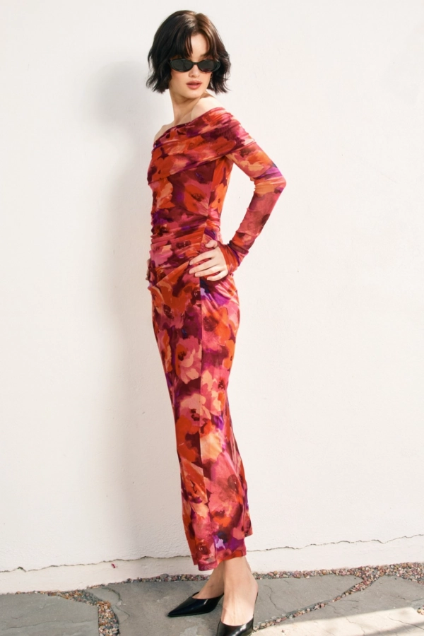 Dancing With Love Mesh Maxi Dress Trendy Appeal Sharp Style