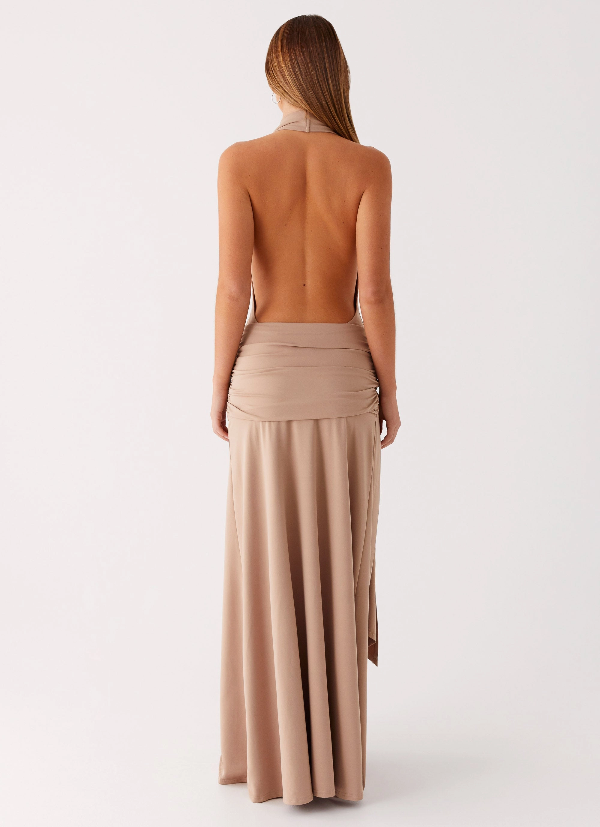 Minimalist Look Indoor Event Rowan Ray Cowl Maxi Dress - Light Taupe