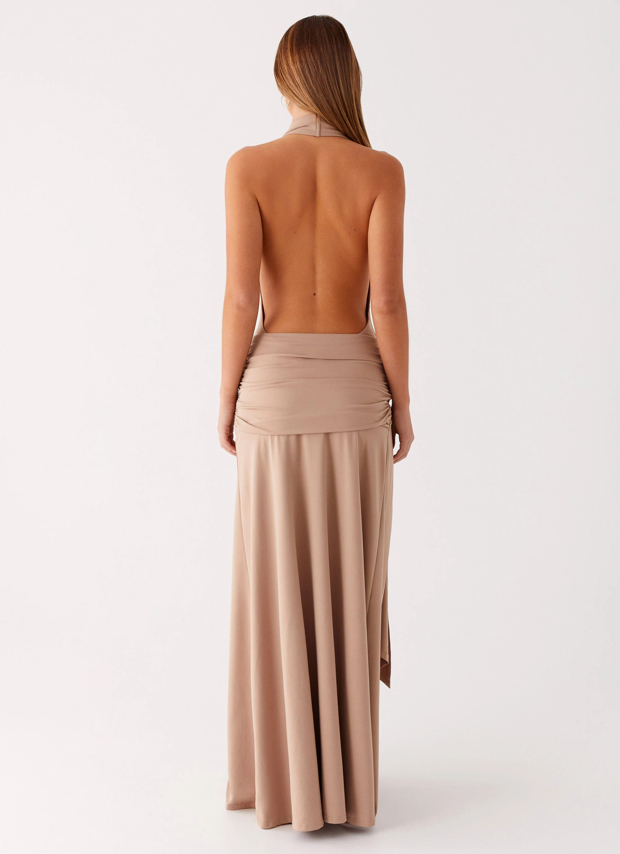 Rowan Ray Cowl Maxi Dress - Light Taupe Elegant Simplicity