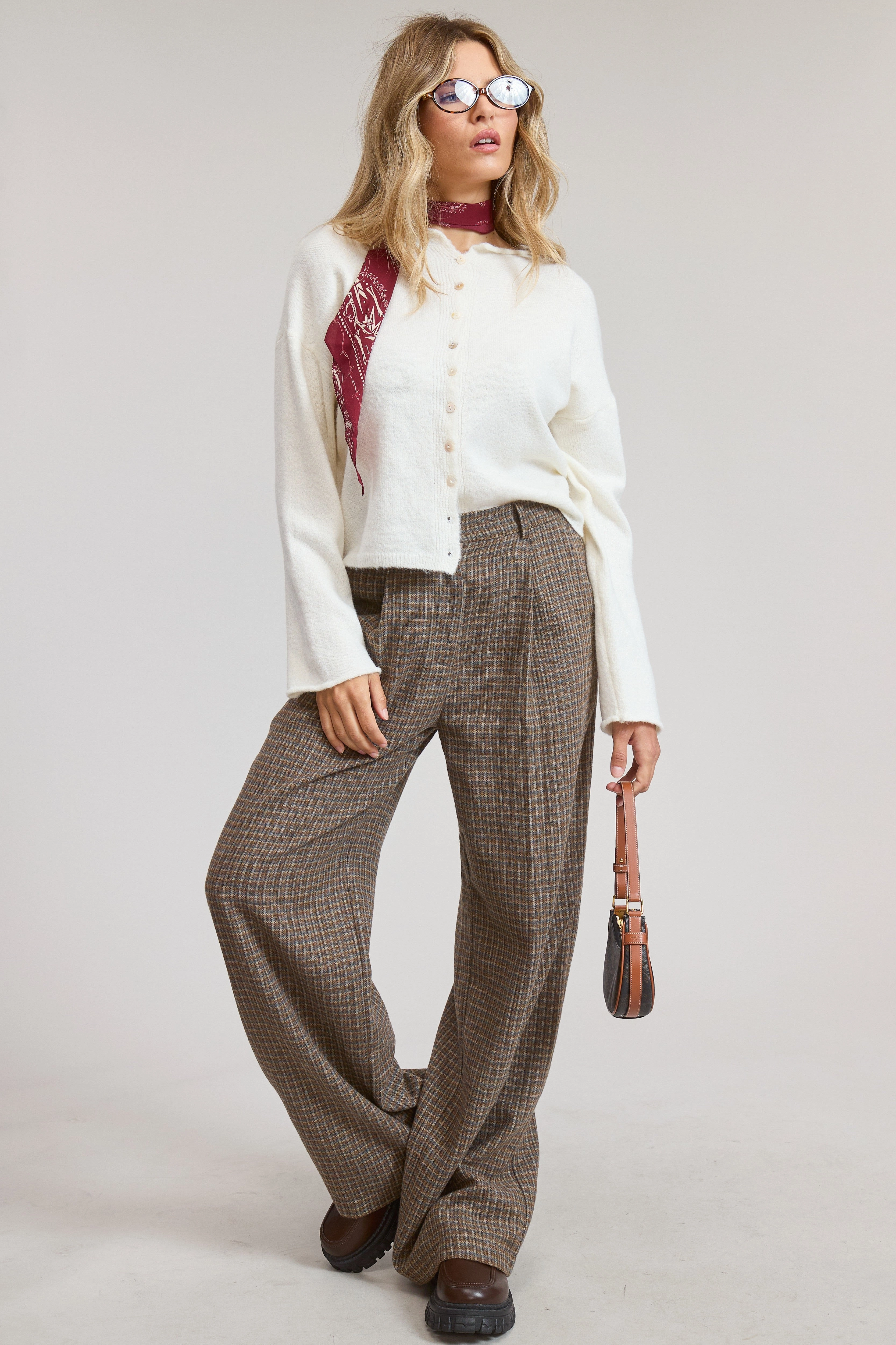 Elise Button Down Cardigan - Ivory Built In Filter Layer