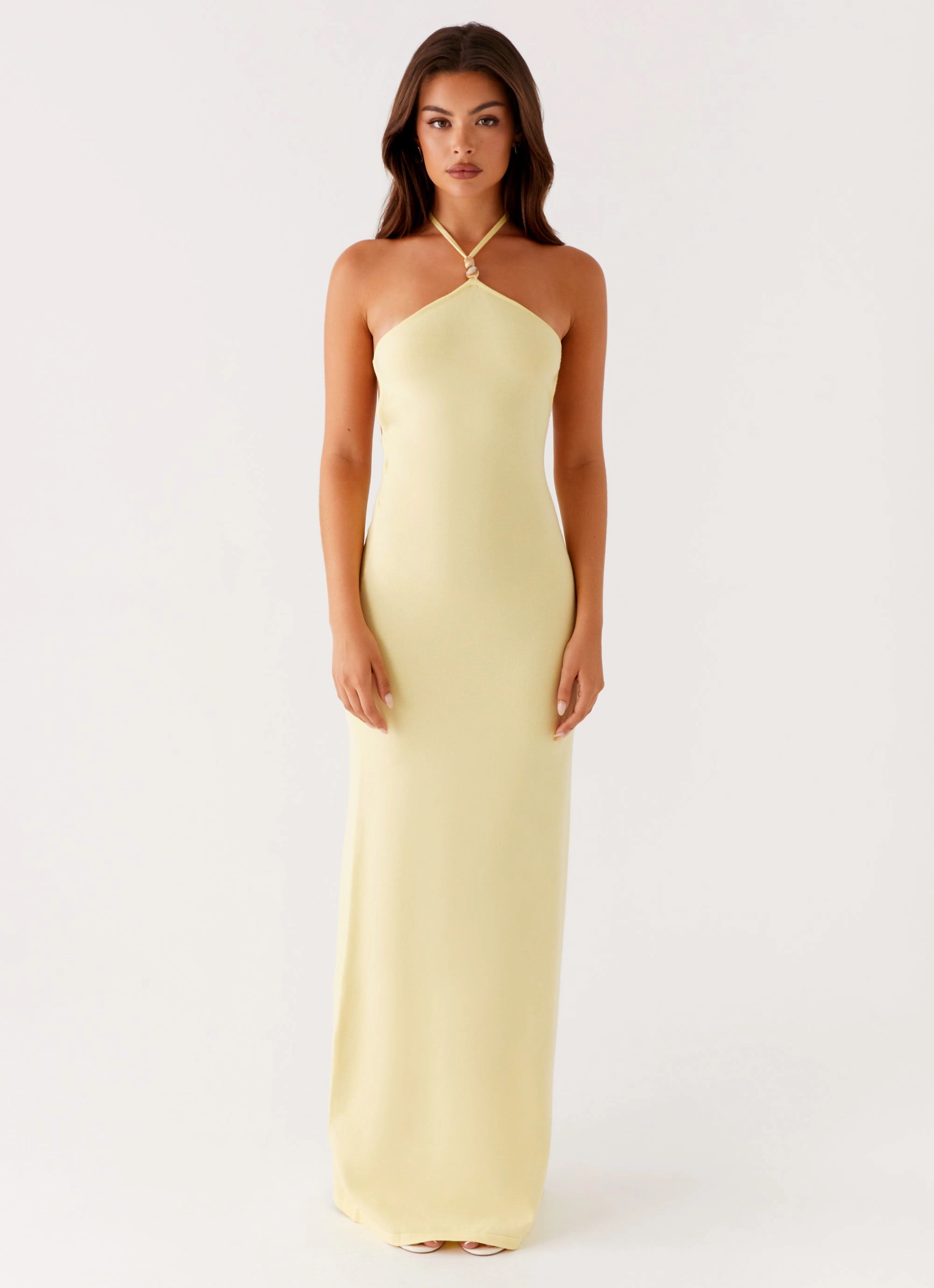 Elisha Knit Maxi Dress - Yellow Soft Material