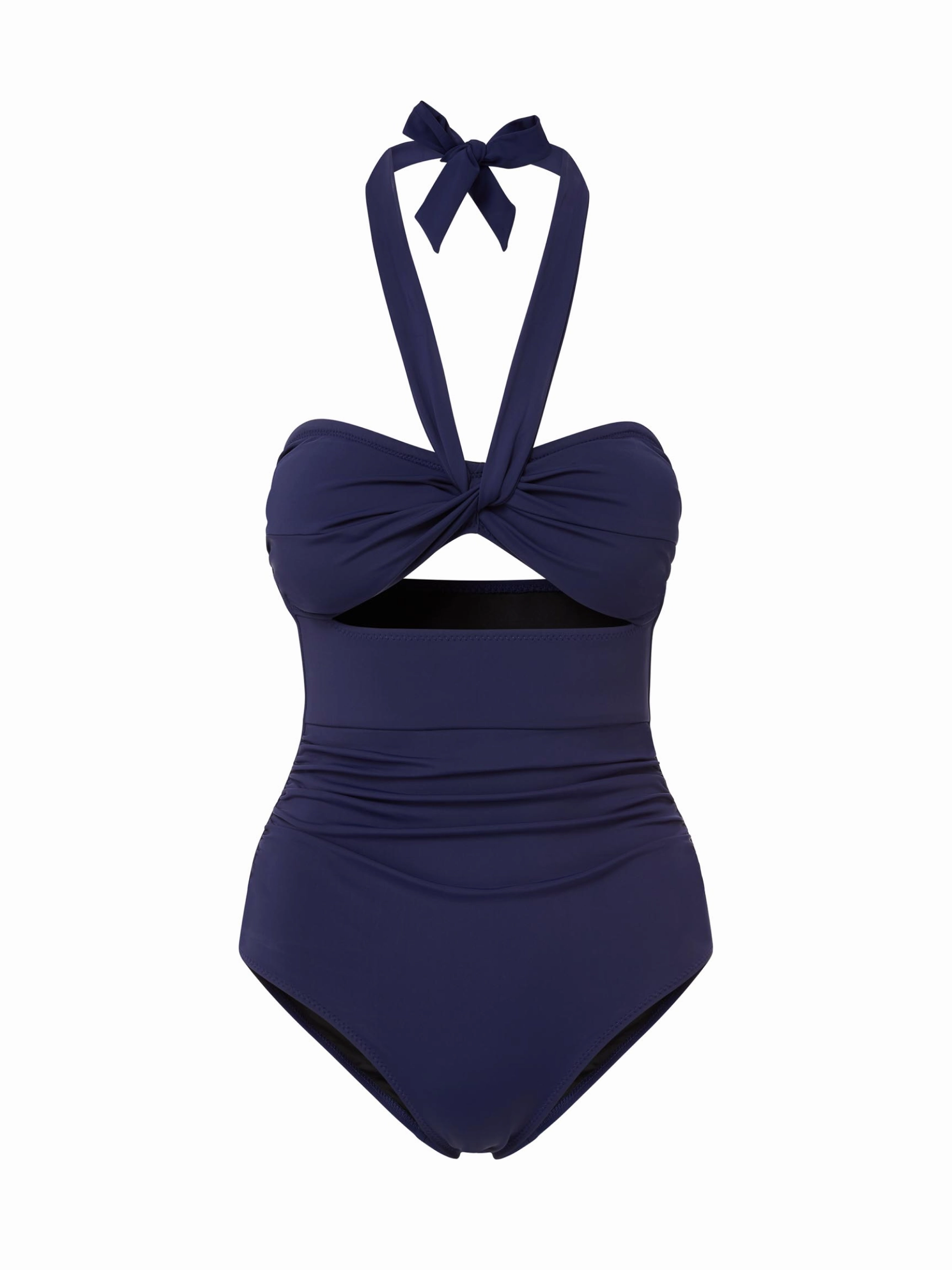 Ella One Piece Navy Satin Twist Front Detailing