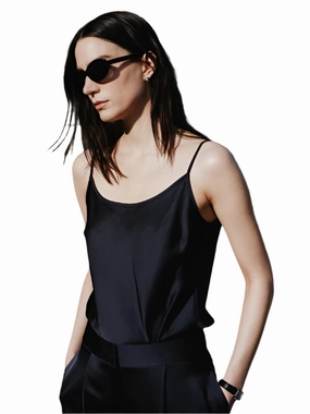 Elliot Charmeuse Cami in Navy OdorResistant Coating