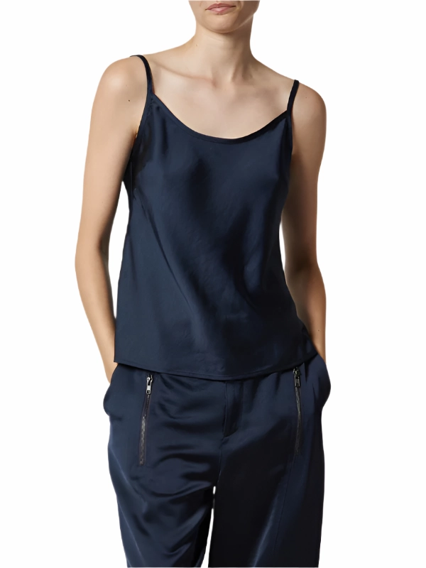 Fitted Blouse Non Irritating Label Elliot Charmeuse Cami in Navy