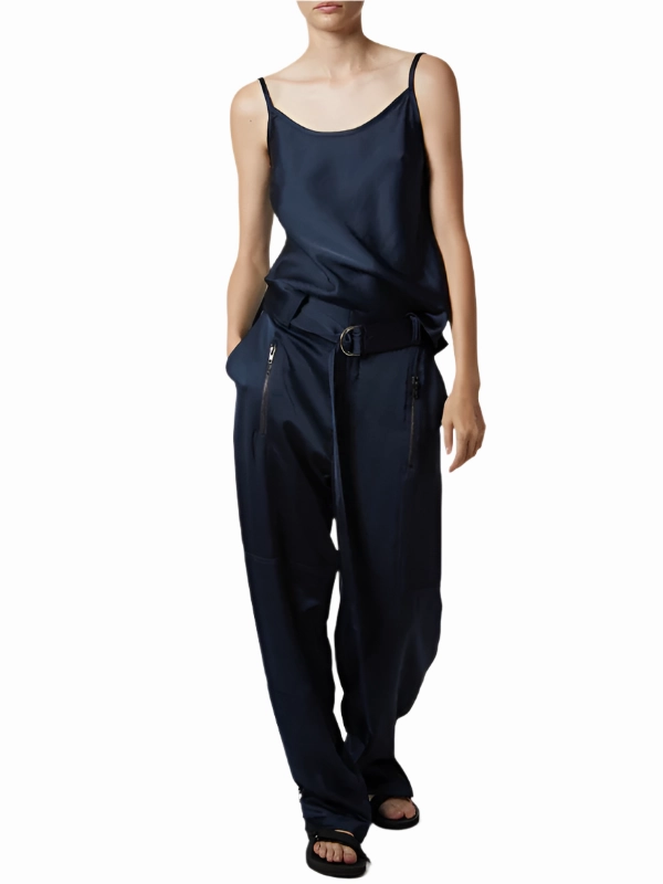 Relaxed Hoodie Elliot Charmeuse Cami in Navy