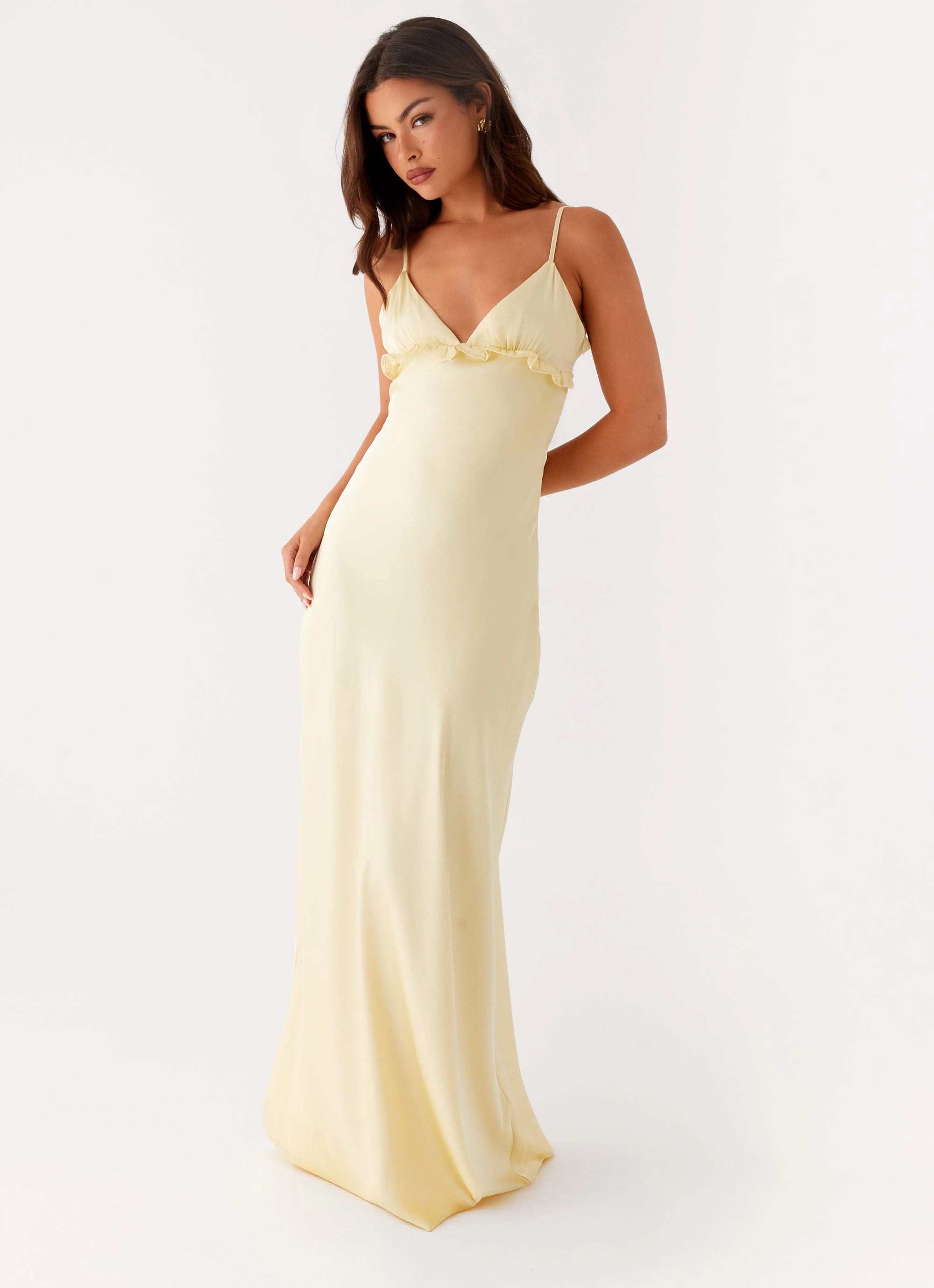 Elona Maxi Dress - Baby Yellow Contrast-Lining