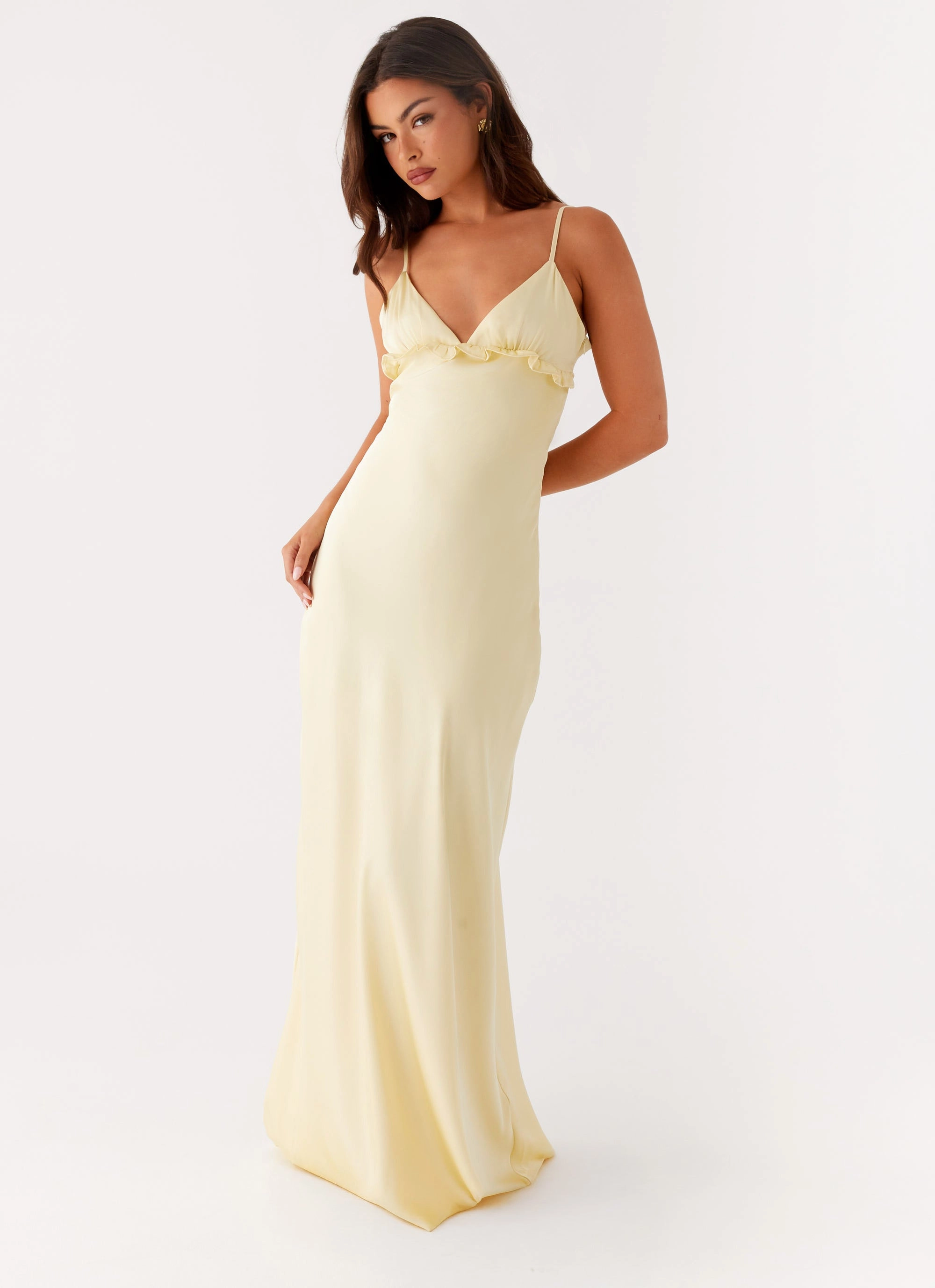 Natural Tones Stylish Design Elona Maxi Dress - Baby Yellow