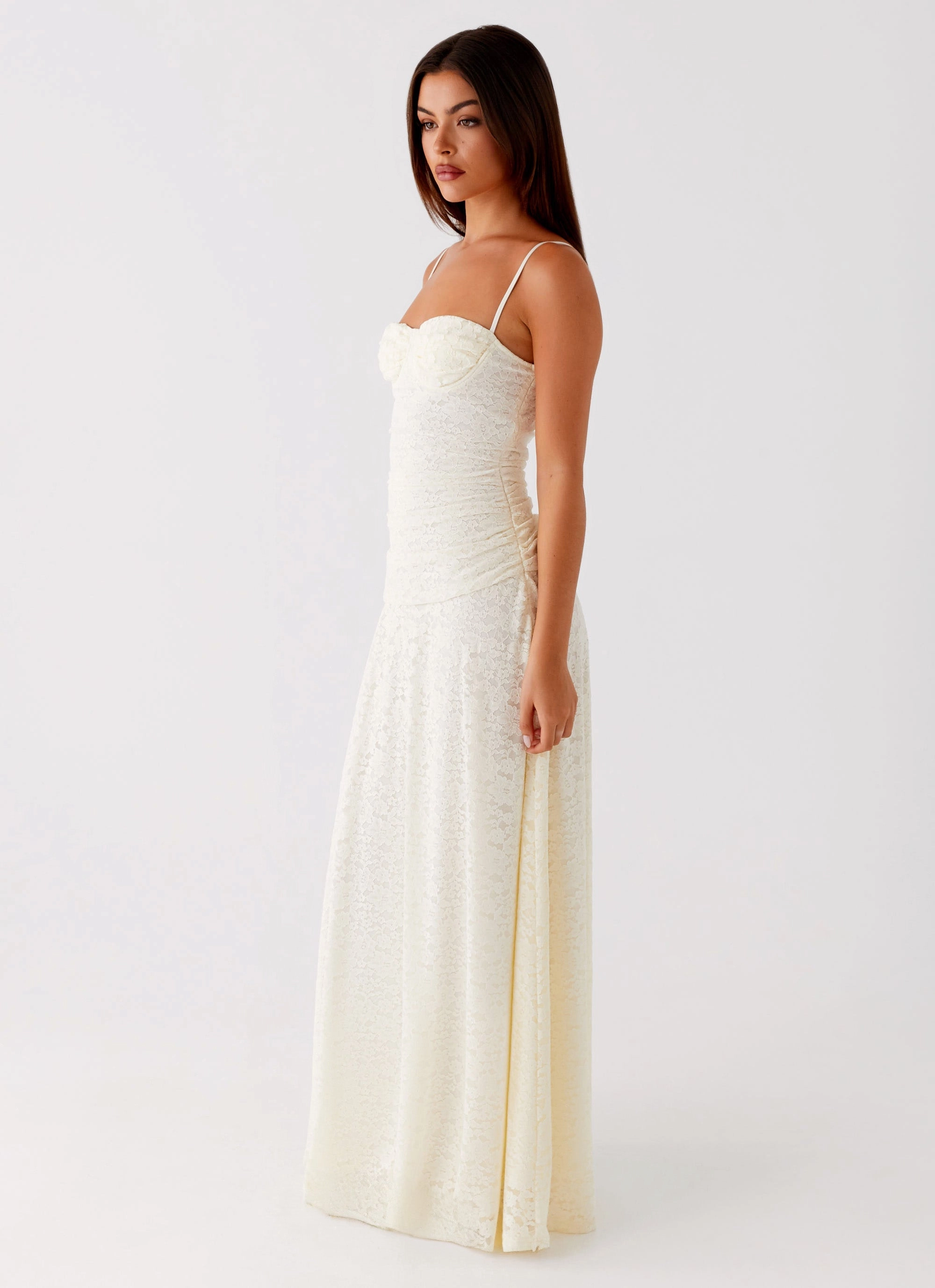Flattering Shape Wear Sheer Panel Elsa Maxi Dress - Ivory