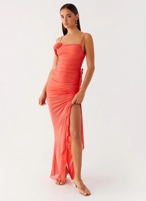 Pure Elegance Louana Maxi Dress - Coral