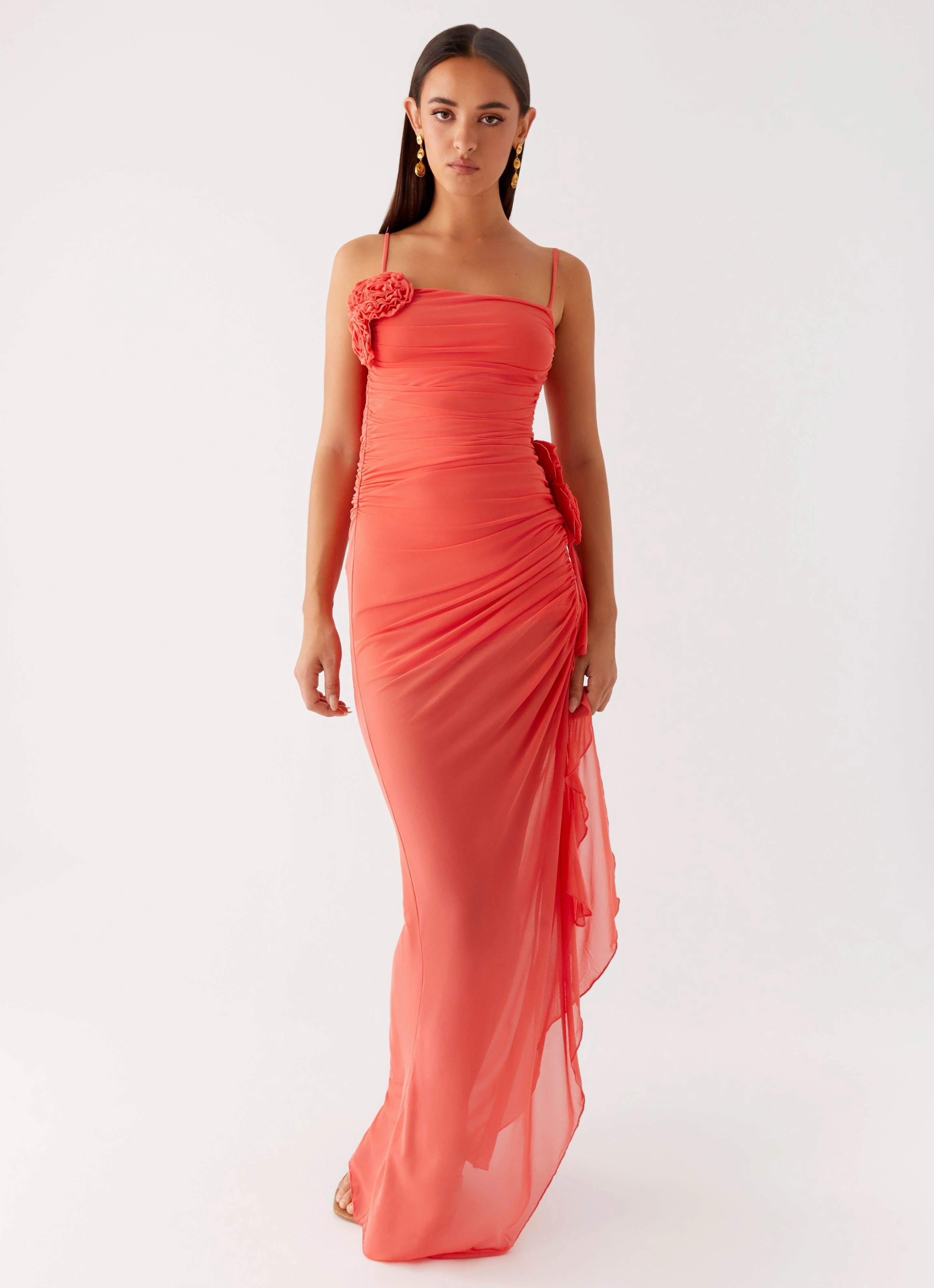 Vibrant patterned dress Louana Maxi Dress - Coral