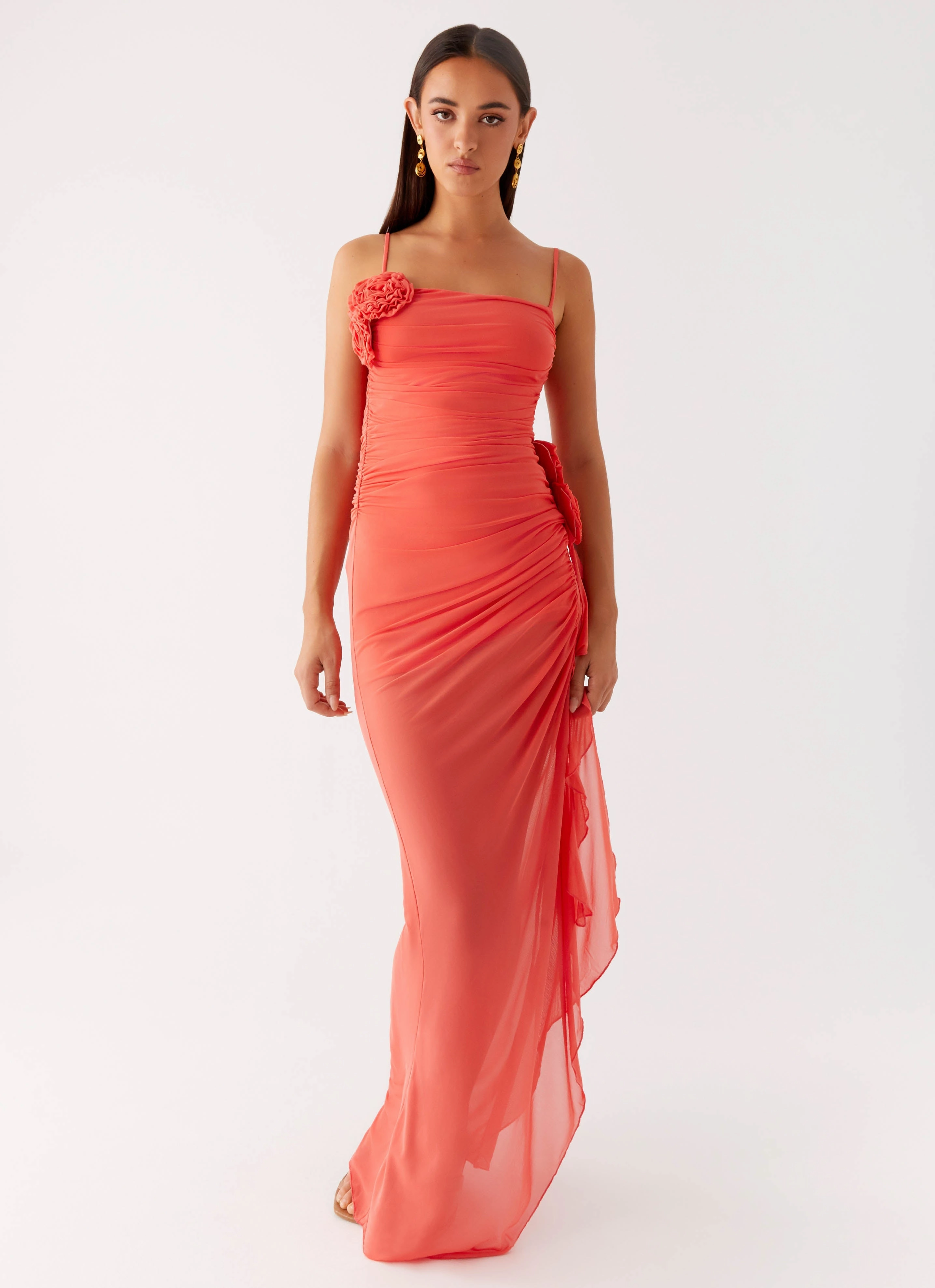 Louana Maxi Dress - Coral Tactile Feel Chilly Comfort Wear
