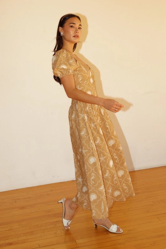 Mermaid Shell Midi Dress Pure Piece Wrap-Style