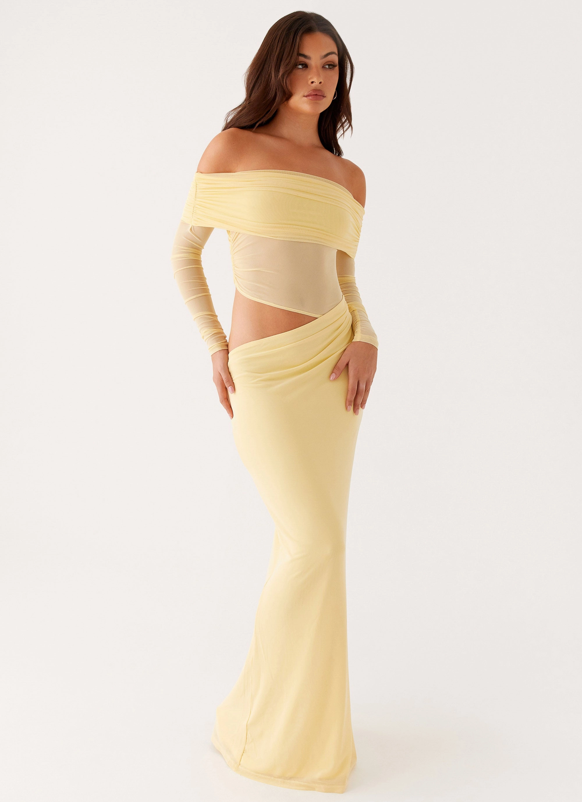 Color Glow Detachable-Detail Emery Maxi Dress - Yellow