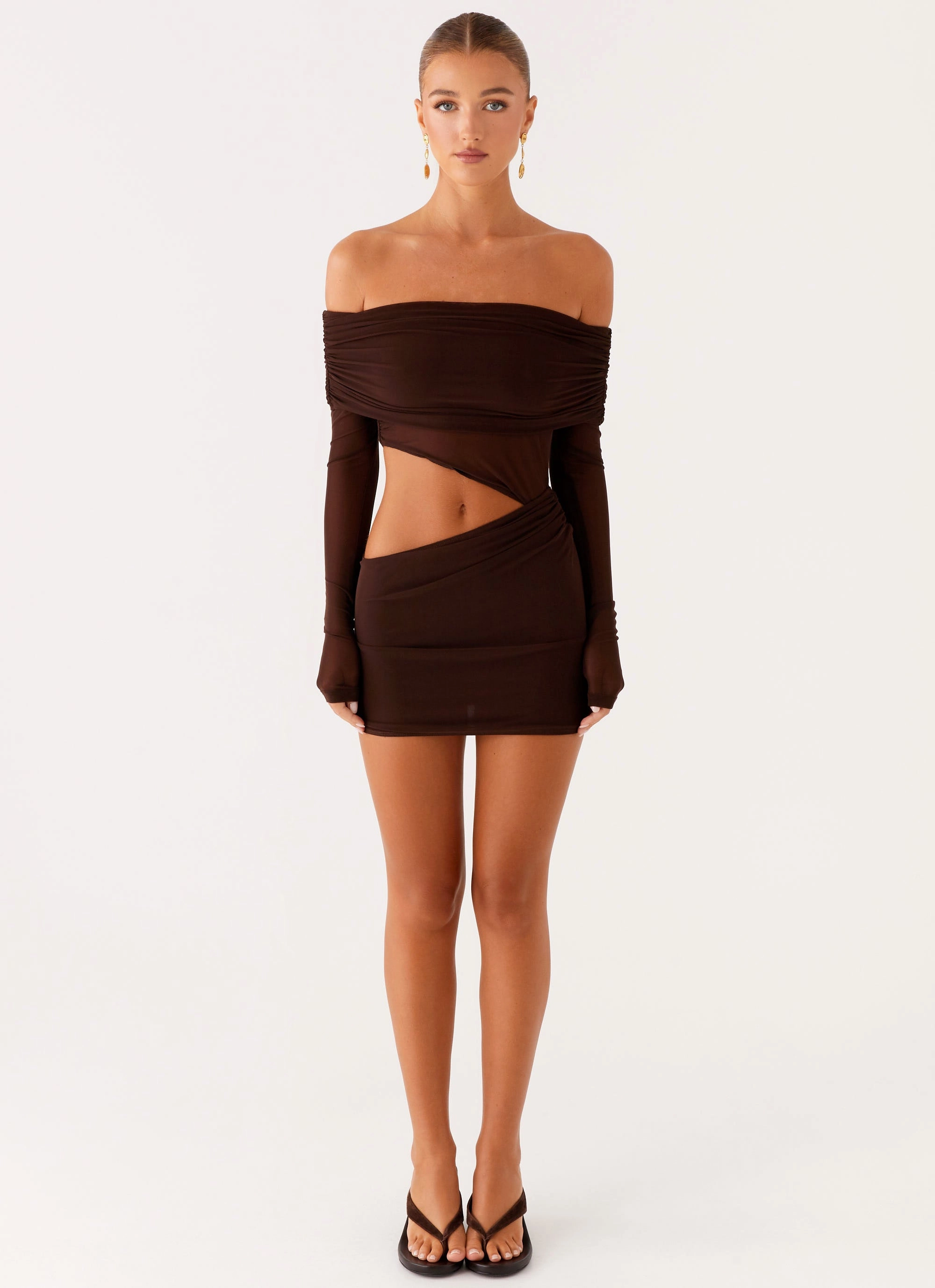 Calm Movement Emery Mini Dress - Chocolate