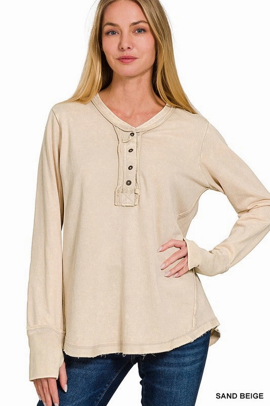 sea based Emilee Washed Thumb Hole Cuffs Long Sleeve Top