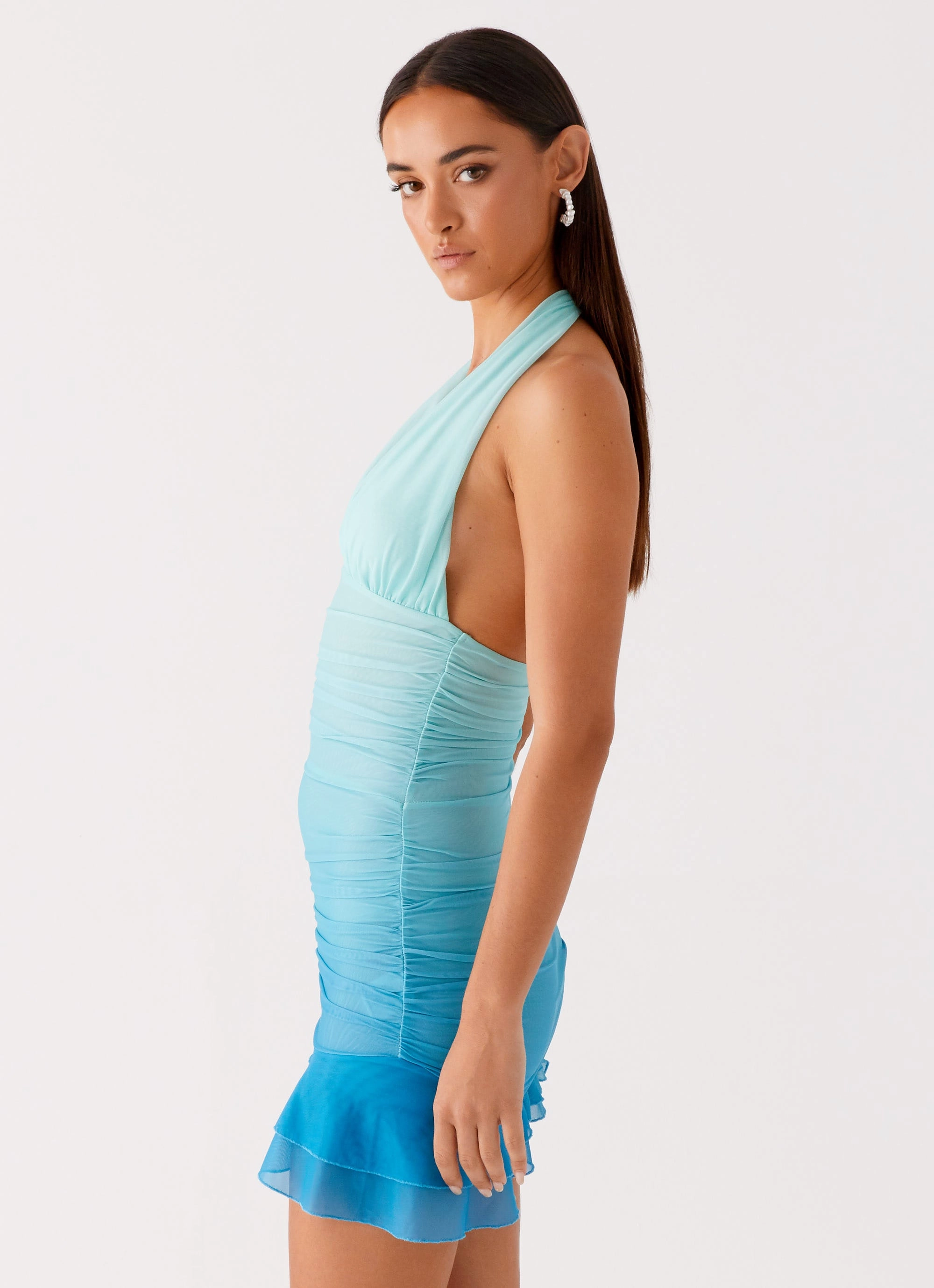 Skin Glow Emilio Halter Mini Dress - Blue Gradient
