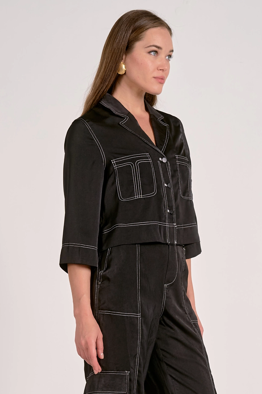 Emily Cropped Button Down 3D Spacer Fabric