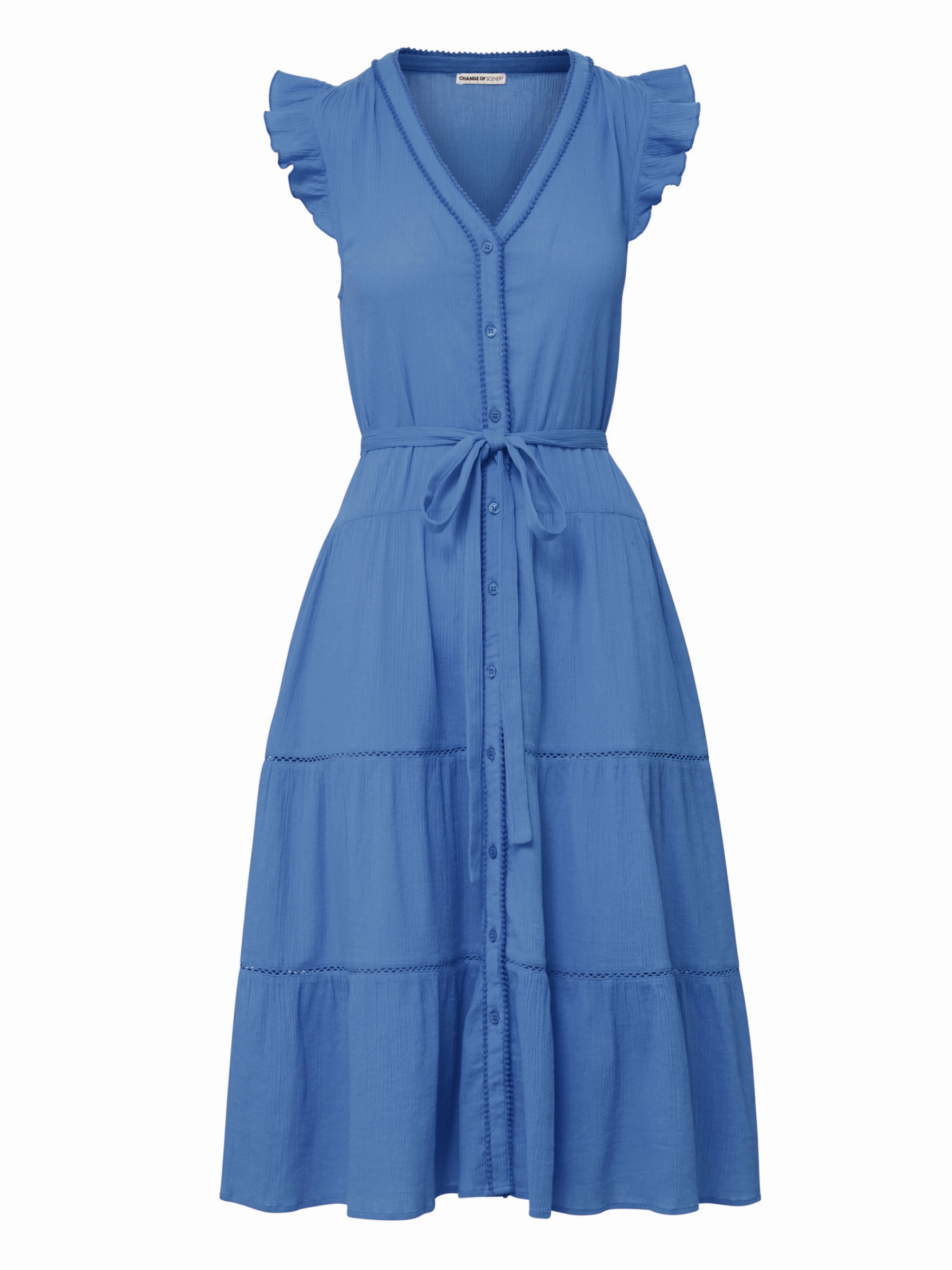 Emily Dress In Steel Blue Smart Silhouette