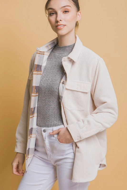 Emma Corduroy Reversible Button Down Jacket S-XL fall season