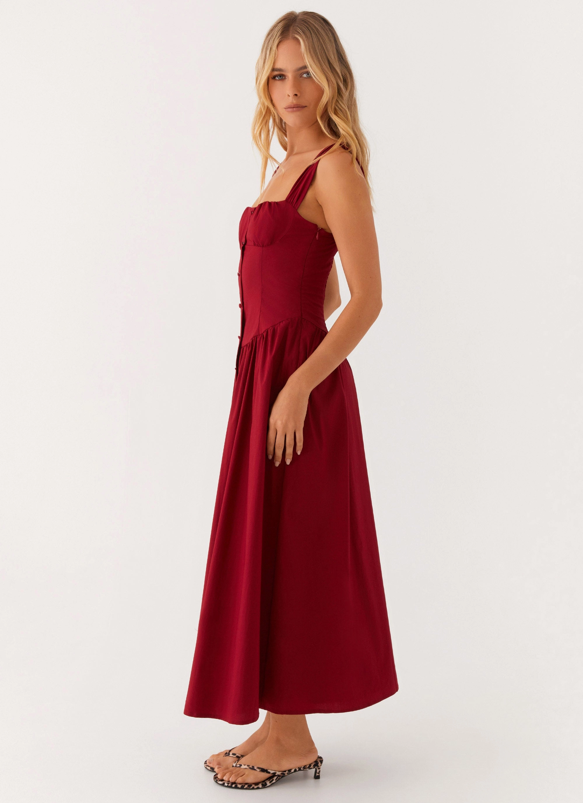 Emmalina Midi Dress - Deep Red Effortless Mood petite size