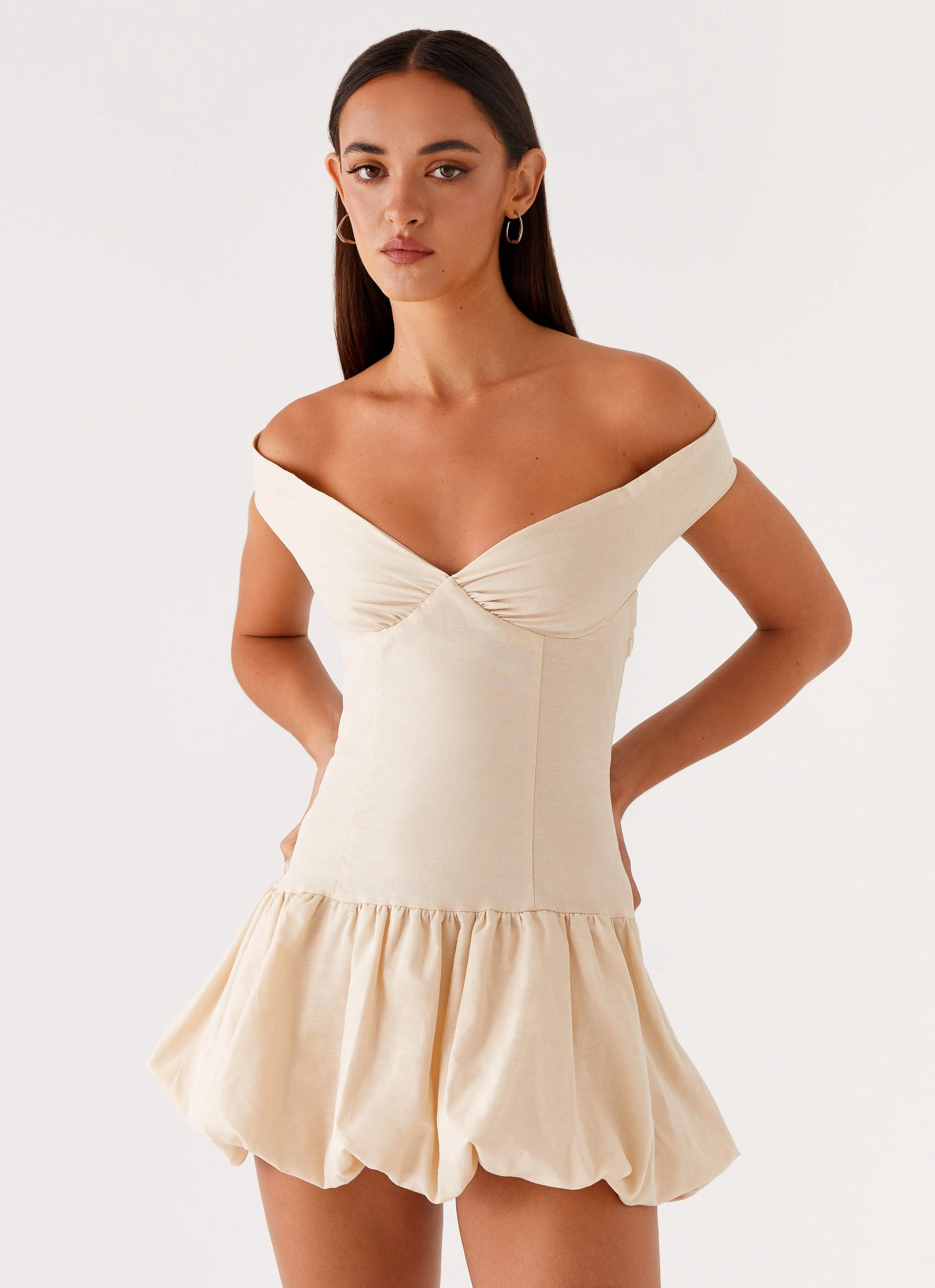 Endless Romance Off Shoulder Mini Dress - Butter Urban Fit Minimalist Style