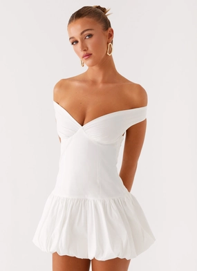 Active Moments Endless Romance Off Shoulder Mini Dress - White
