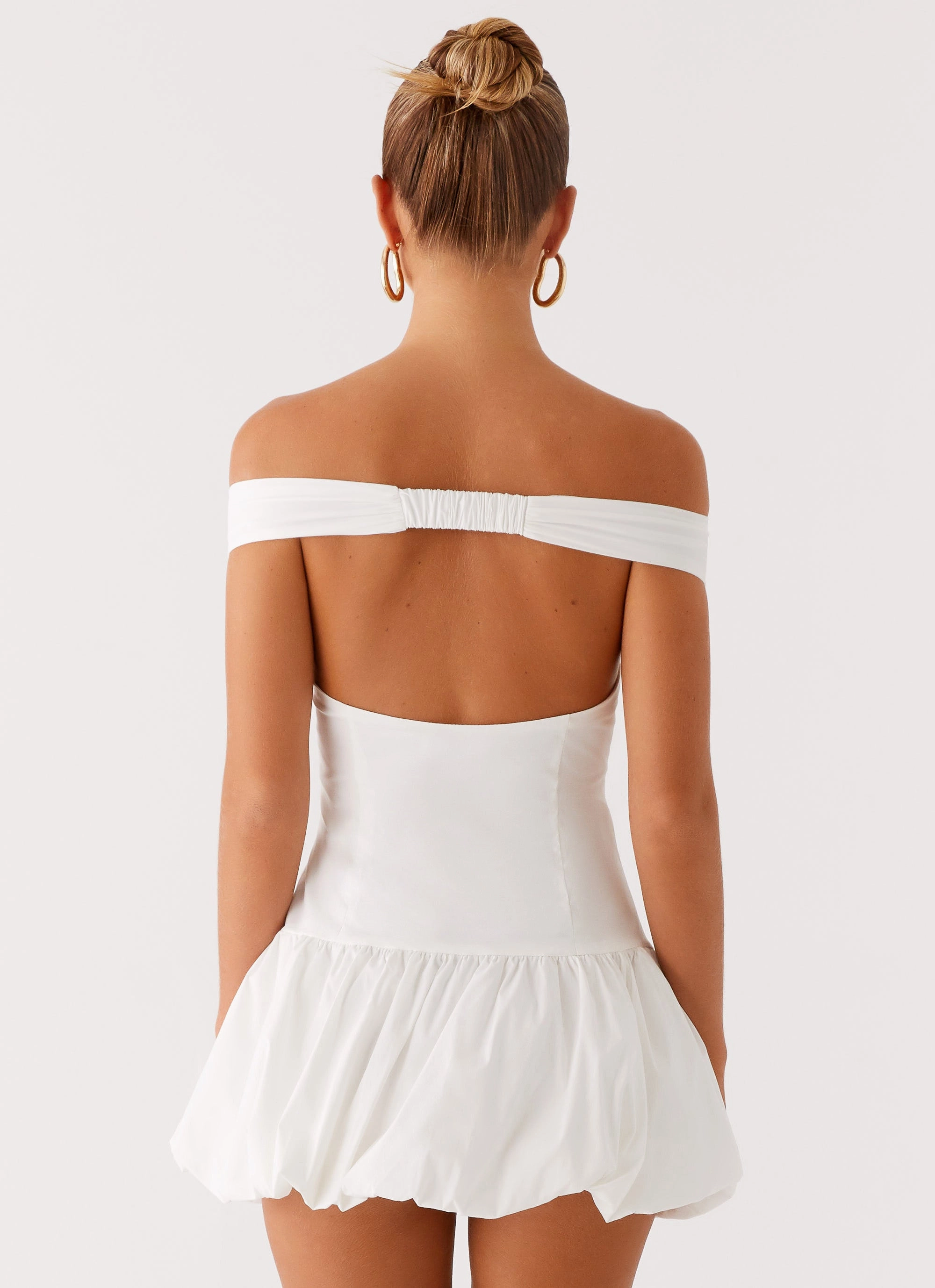 Endless Romance Off Shoulder Mini Dress - White Cozy Style Clean Aesthetic