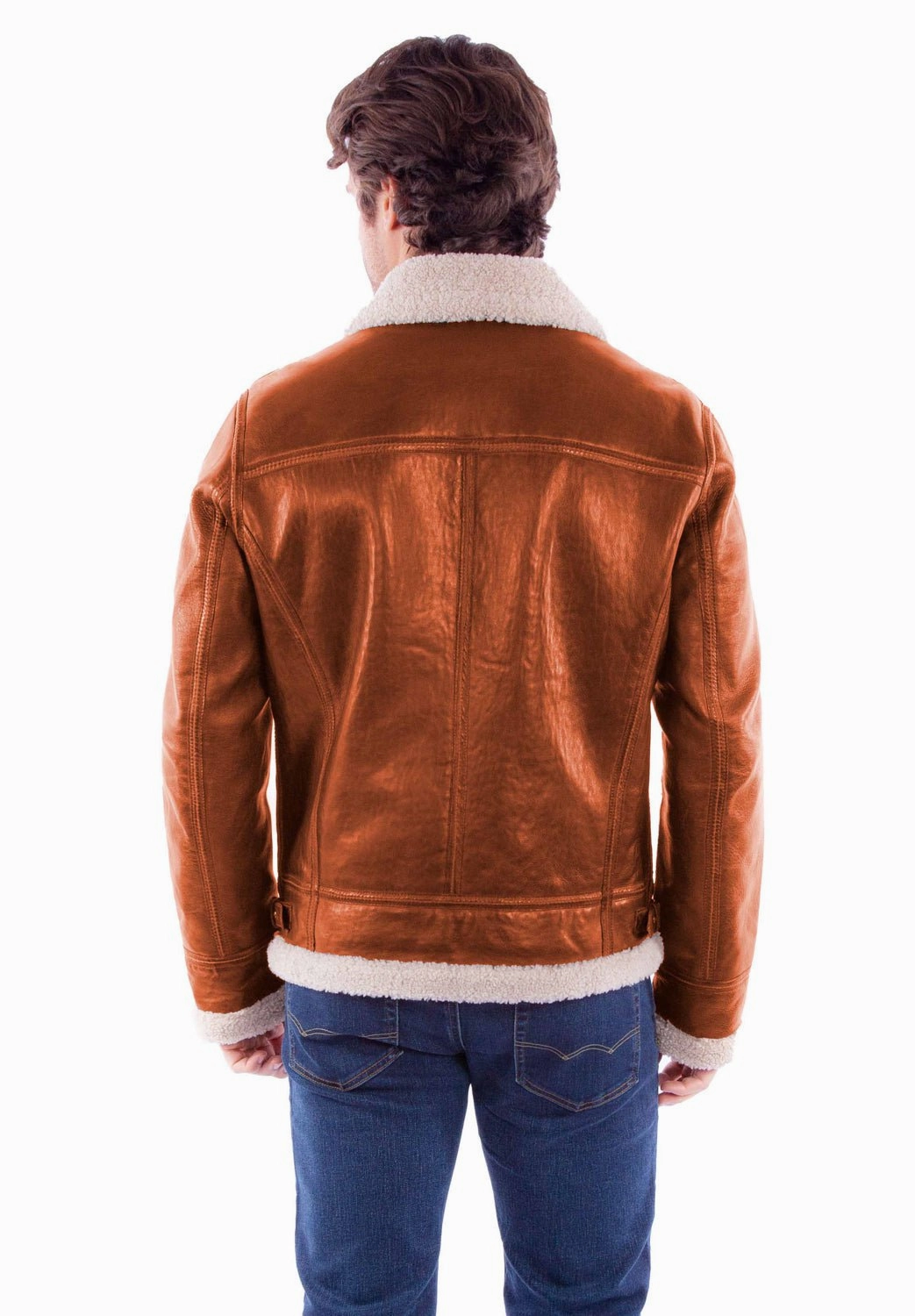 Scully Mens B3 Bomber Cognac Leather Leather Jacket Non Slip Collar