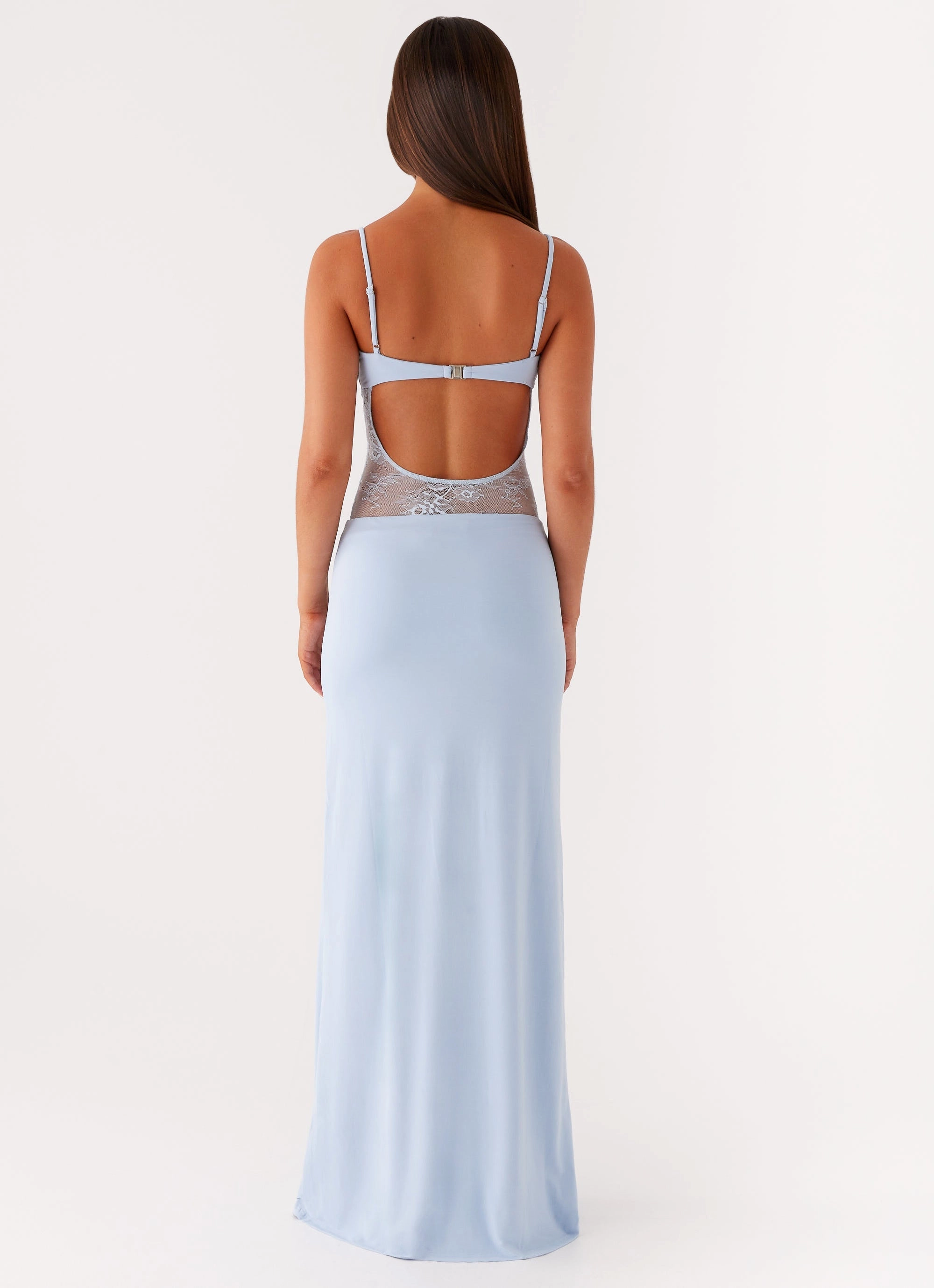 button detail Envy Maxi Dress - Blue