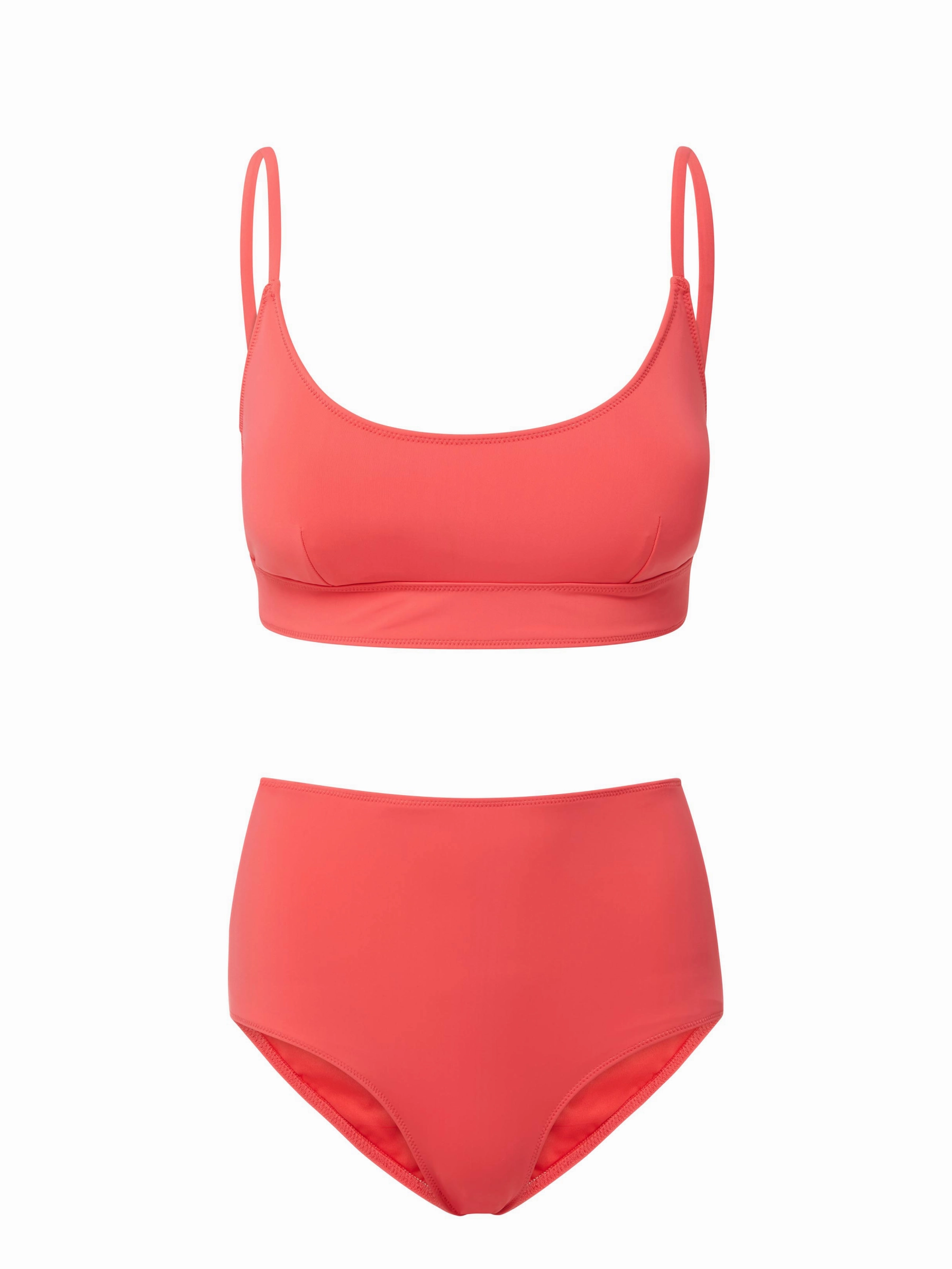Erika Top   Classic High Waist Bottom in Coral Red Quick Drain Technology Sunny Destination