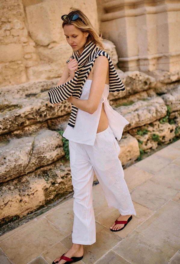 Ermanno Pant in White Quick Access Pockets