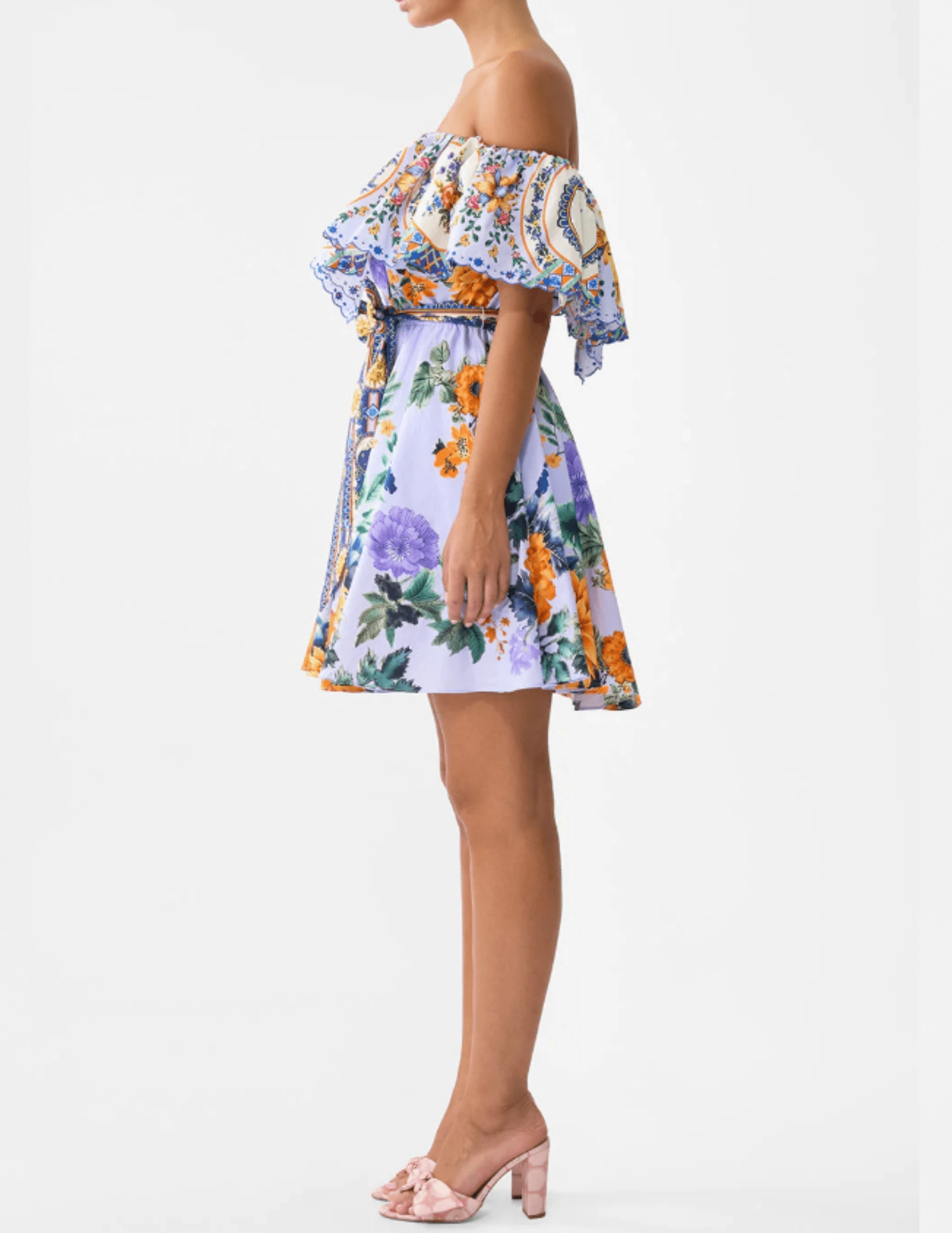 Camilla Shoulder Frill Mini Dress MachineWashable Comfortable Design