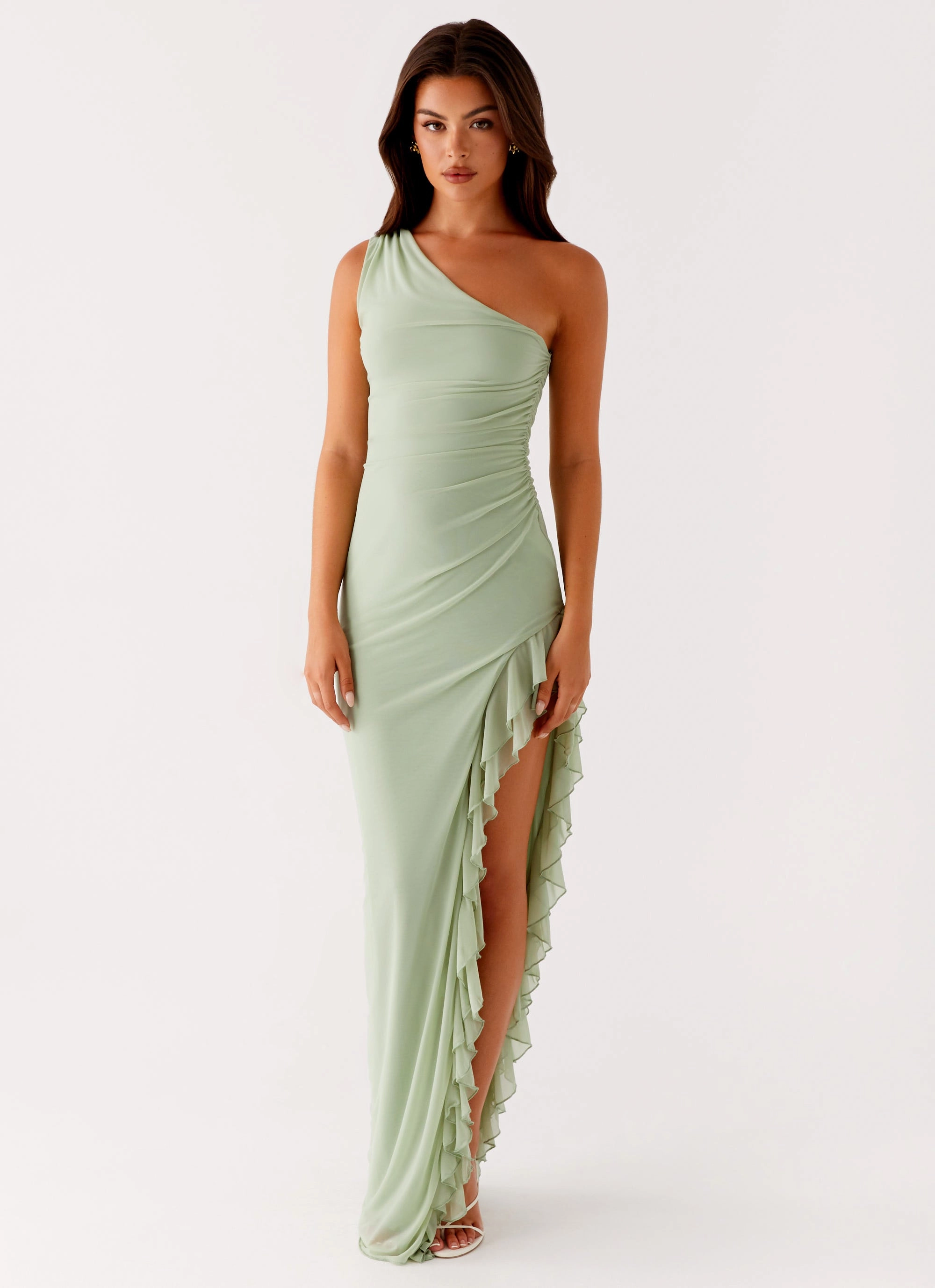 polka-dot Clarence Maxi Dress - Sage