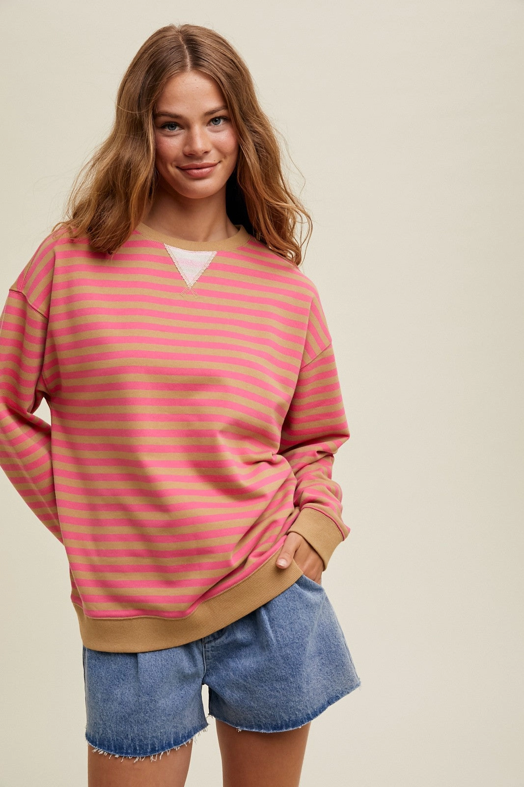 Ivy Striped Crewneck Snag Free Fabric Hydrophobic Threadwork