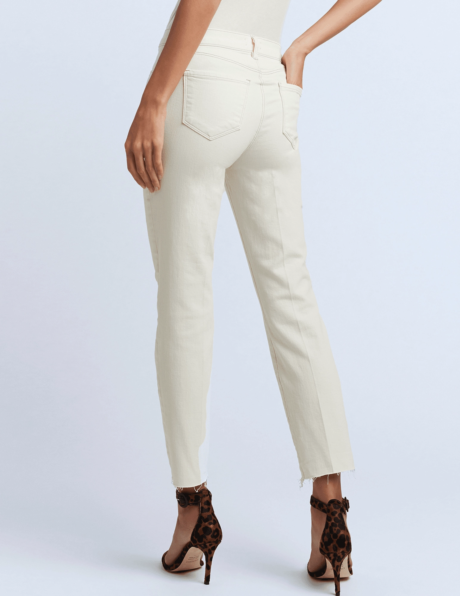L??AGENCE Sada High Rise Cropped Slim Jeans in Macadamia Outdoor Friendly