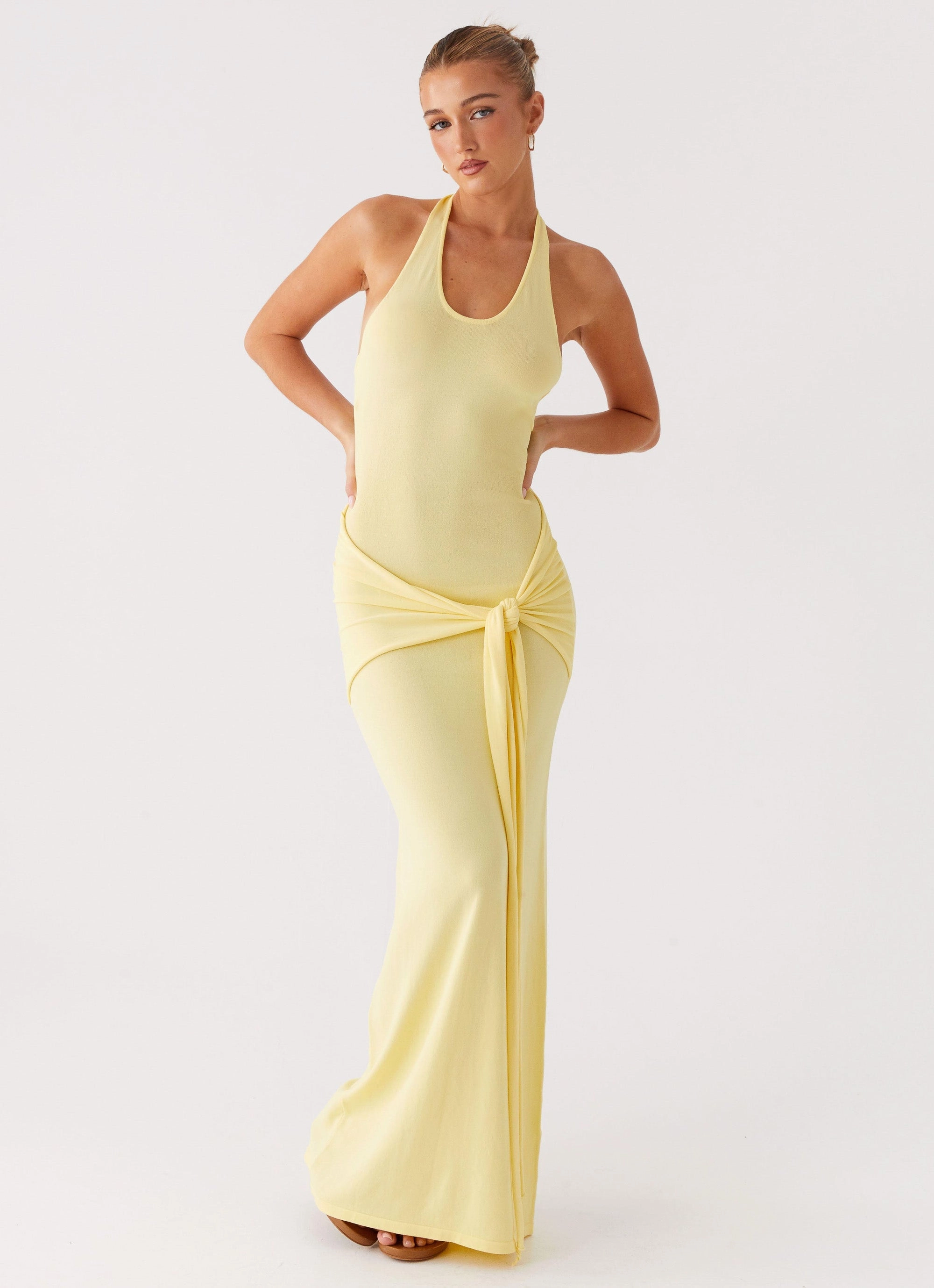 Pina Colada Knit Maxi Dress - Yellow Modern Appearance