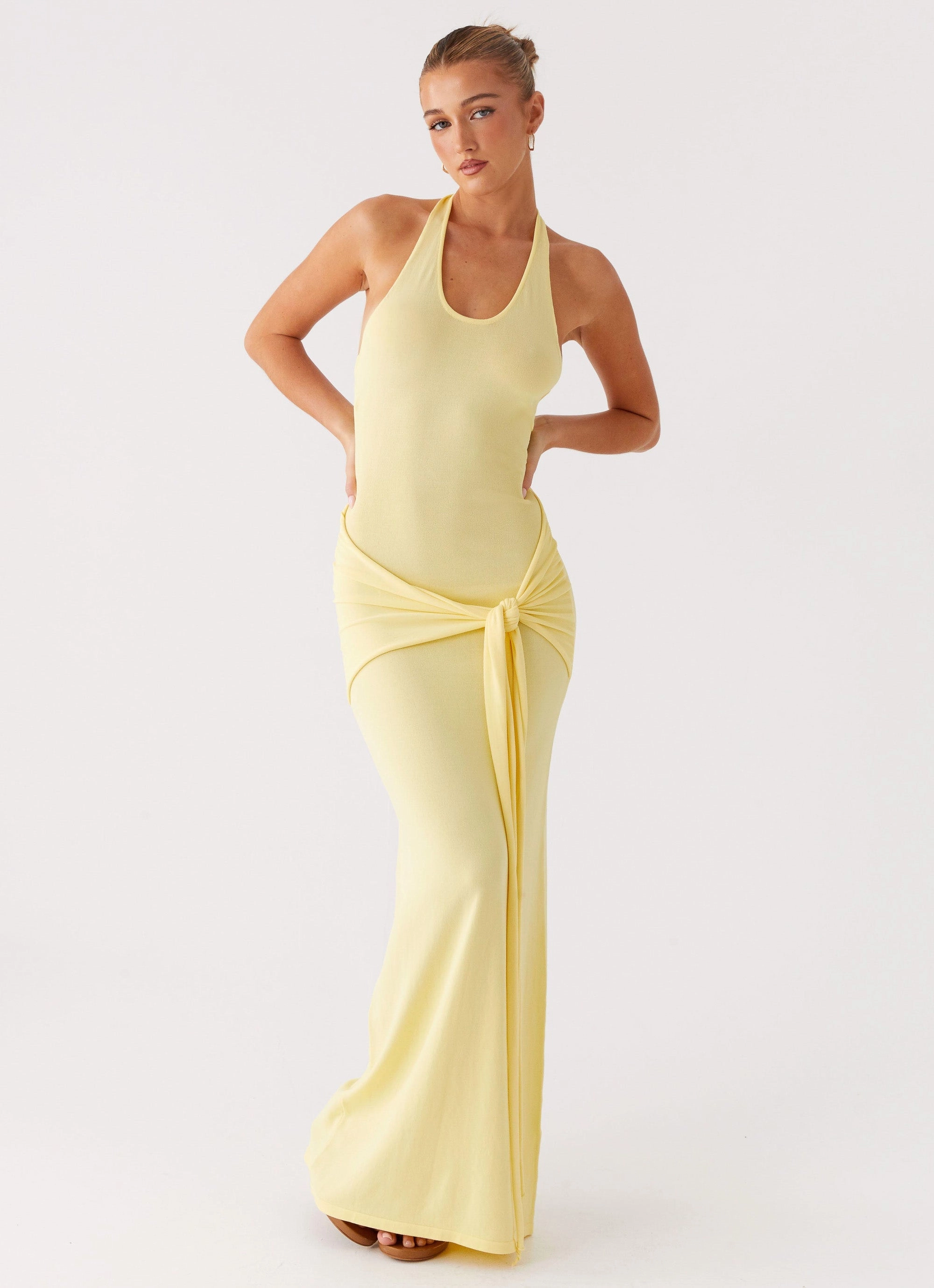 Pina Colada Knit Maxi Dress - Yellow Luxe Fit Flattering and Effortless