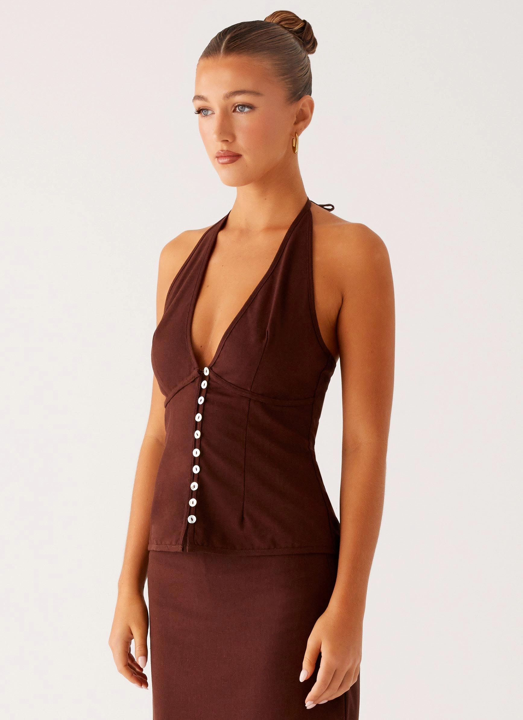 Esther Top - Chocolate HeatSealed Seams Loose cut